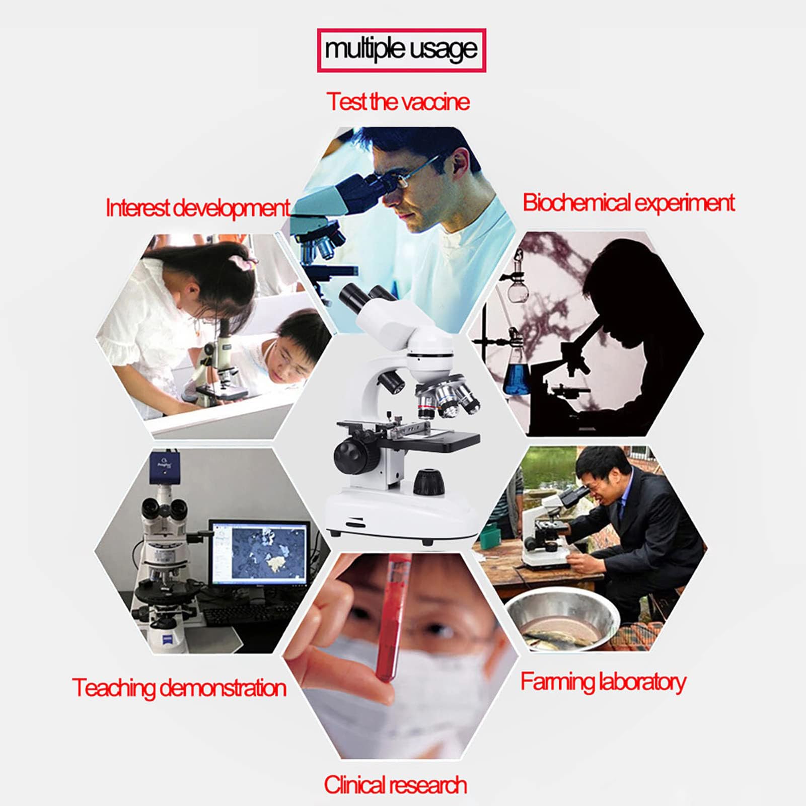 Mikroskop dwuokularowy, 40 x 6000 x mikroskop dwuokularowy, mikroskop dla początkujących dzieci z zestawami, laboratoryjny mikroskop biologiczny