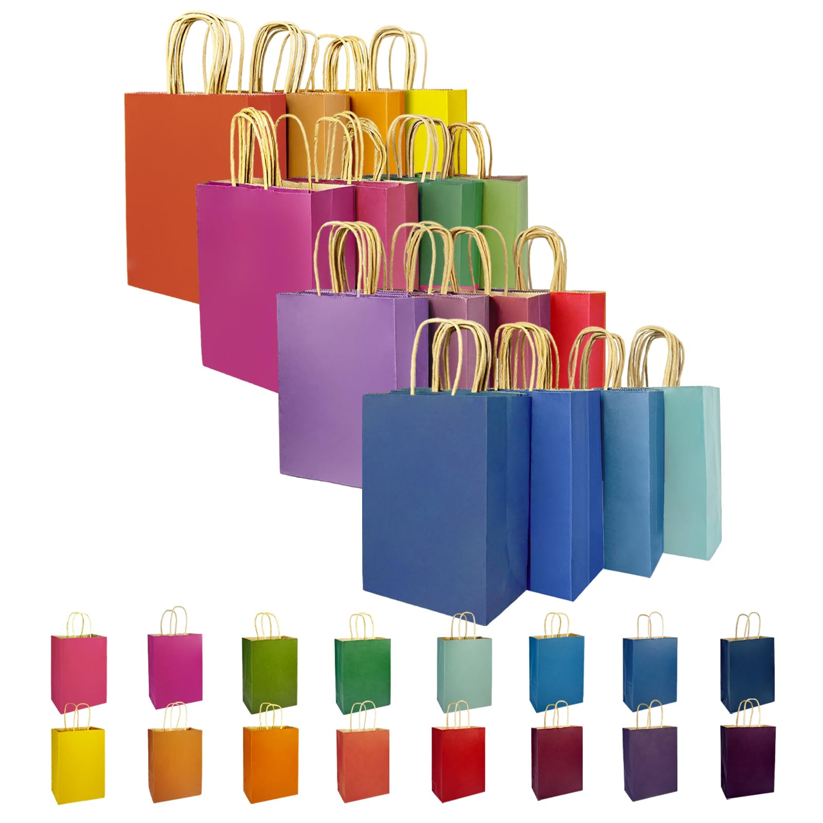 Gcardist Pack Of 32 Kraft Bags With Handles 21 X 15 X 8 Cm Small Gift - View #5