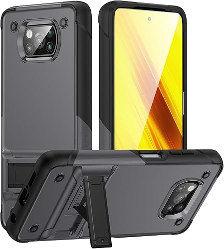 Funda protectora militar compatible con Xiaomi Poco X3 NFCPoco X3Poco X3 Pro con soporte, funda de protección resistente de cuerpo completo de grado