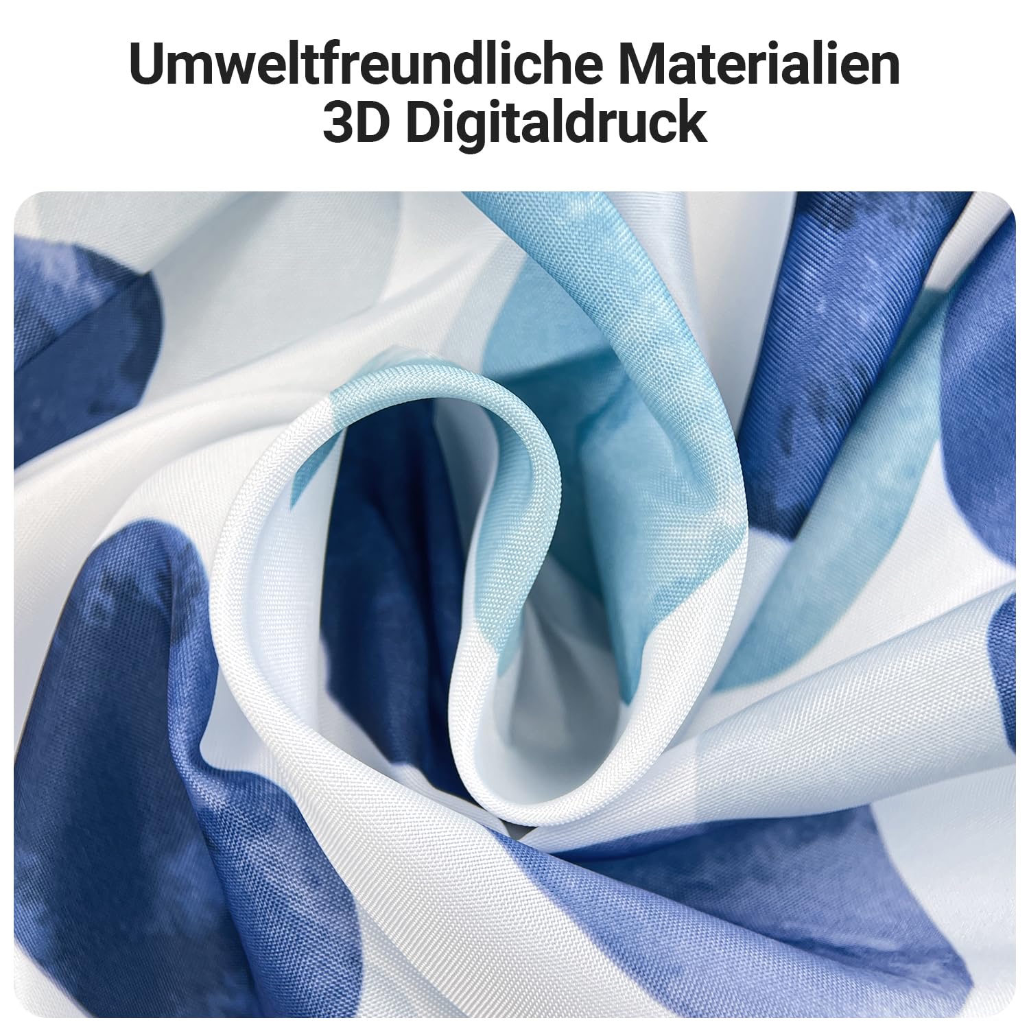 Lerores Shower Curtain, 280 x 200 cm, Blue Petals, Weighted Hem, Anti-Mould Textile, Water-Repellent - Image 4