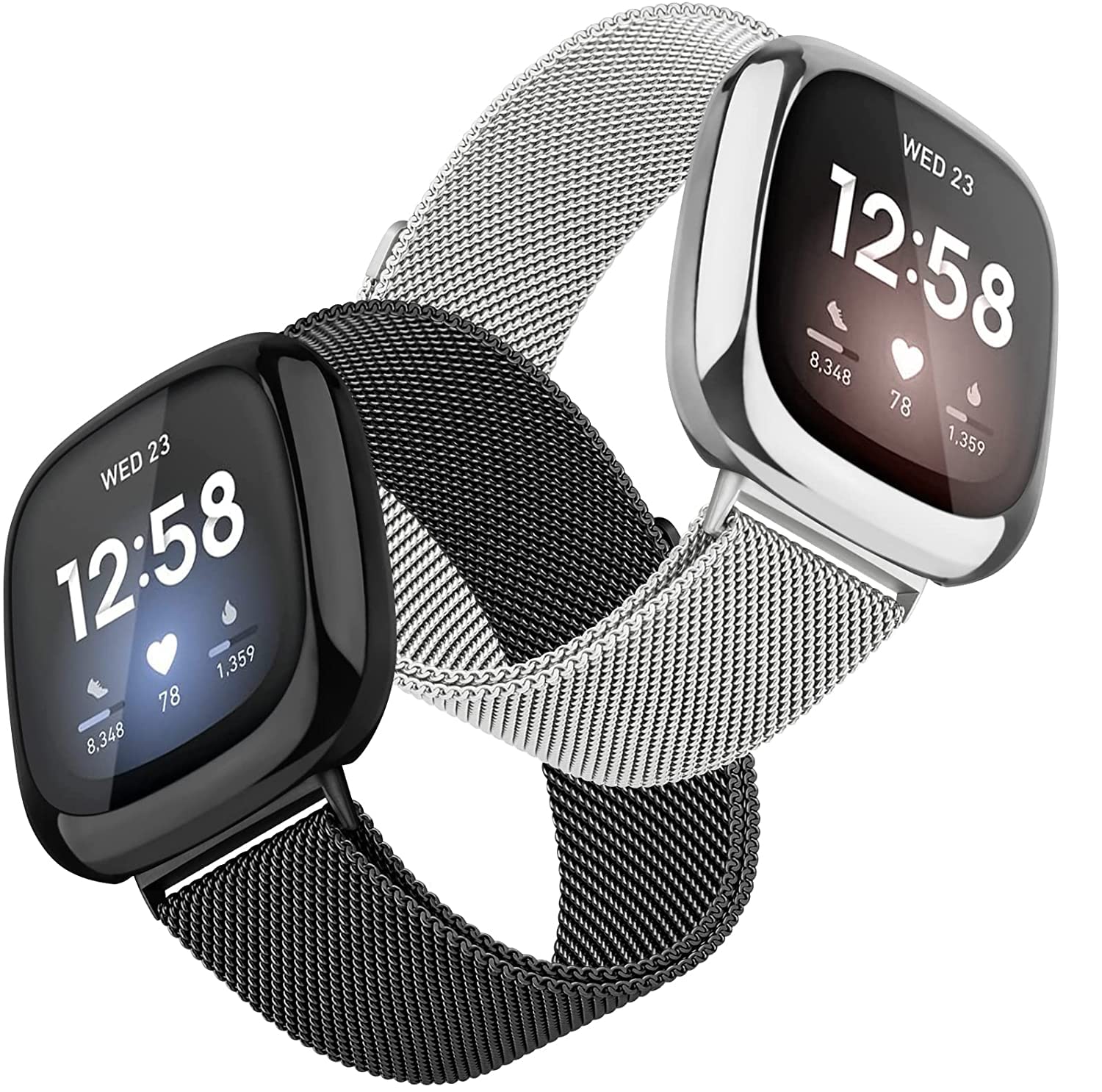 Meyaar Metal Bands Compatible with Fitbit Sense And For Fitbit Versa 3 for Women Men, Stainless Steel Mesh Breathable Wristband Strap with Adjustable Magnet Lock. Small Size (Black) (B0B1XGDW8R) Amazon Price History, Amazon Price Tracker