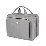 BALULHG Travel Hanging Toiletry Bag for Women, 12\'\' x 4.3\'\' x 9\'\' Makeup Bag Cosmetic Organizer Waterproof with Hanging Hook Multiple Pockets for Women Travel Essentials Grey