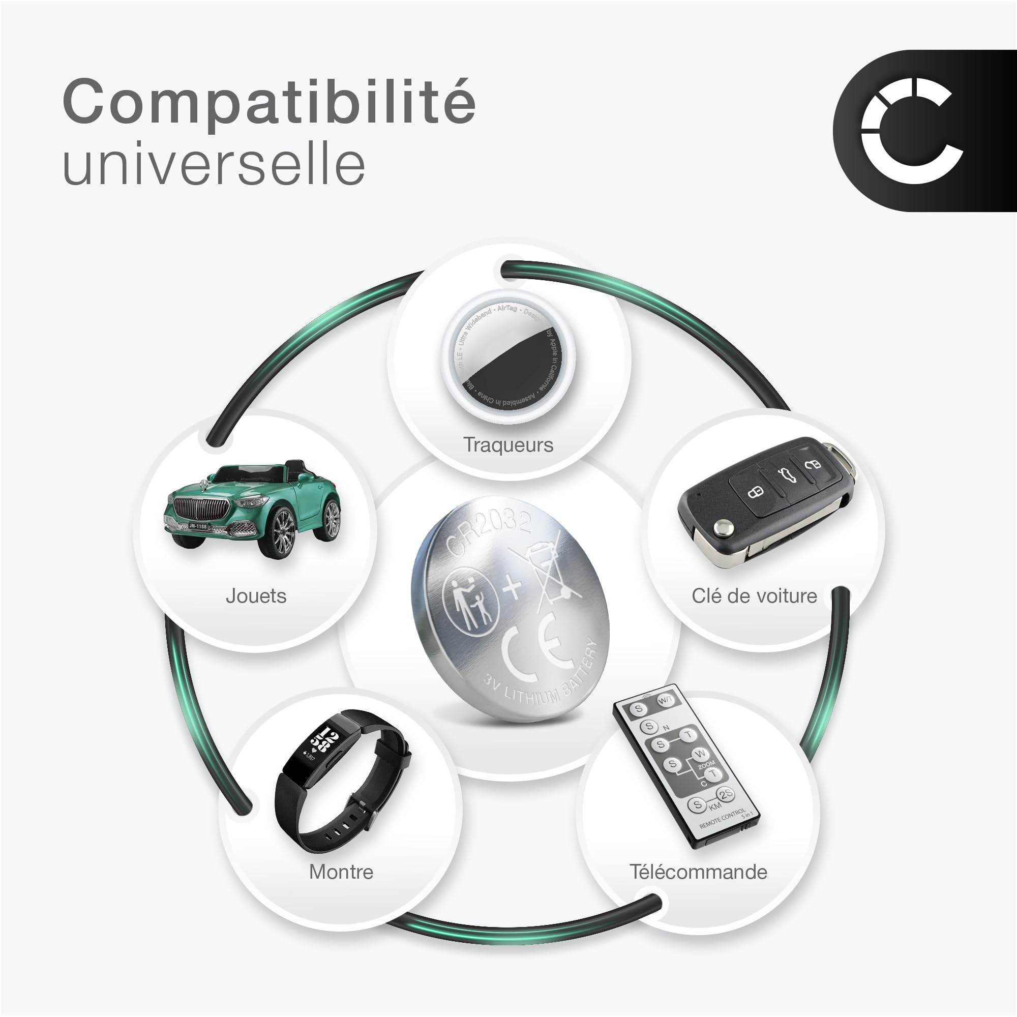 CELLONIC CR2032 Piles de Bouton Lithium Compatible avec Télécommandes, Thermomètres, Lumières LED - Pack de x6 - 5