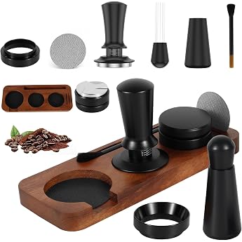 Espresso Accessories 51 mm for Espresso Machines Pack of 7 Barista Zubeh r mit Tamper Station Kaffee Tamper Coffee Leveler WDT Tool Dosierring 51mm Reinigungsb rste Puck Screen