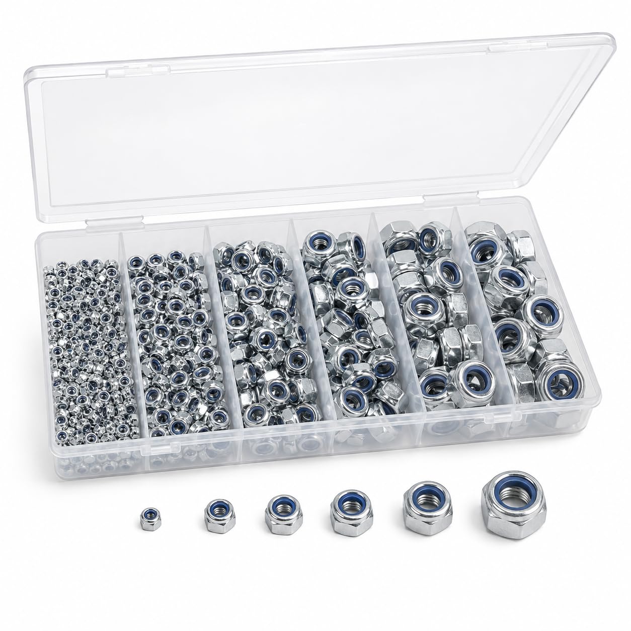188PCS Metric Nylon Insert Lock Nuts Kit, M3 M4 M5 M6 M8 M10