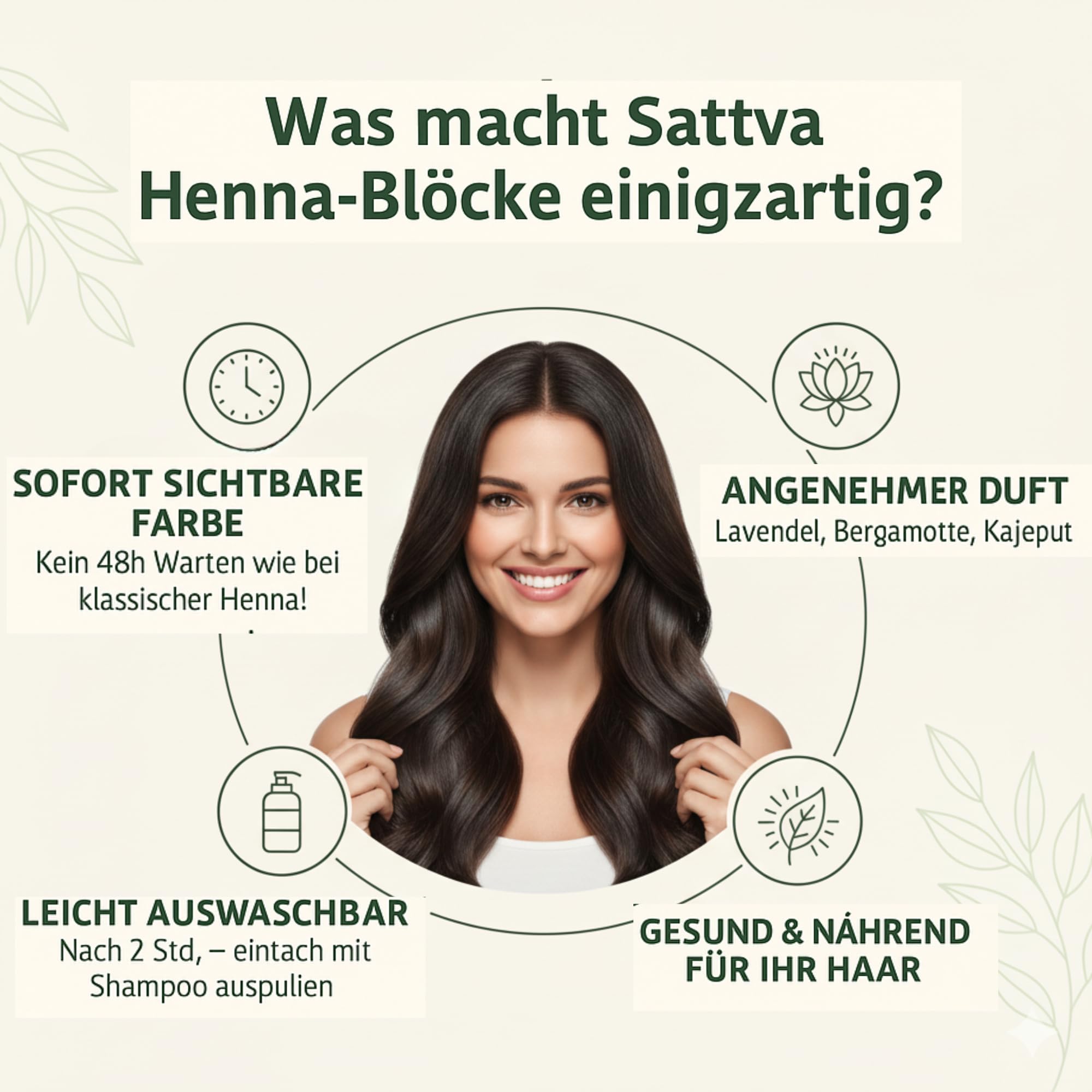 Sattva Ayurveda - Naturalna farba do włosów w bloku Henno Ciemny Brąz - regenerująca ekologiczna farba do włosów ECOCERT