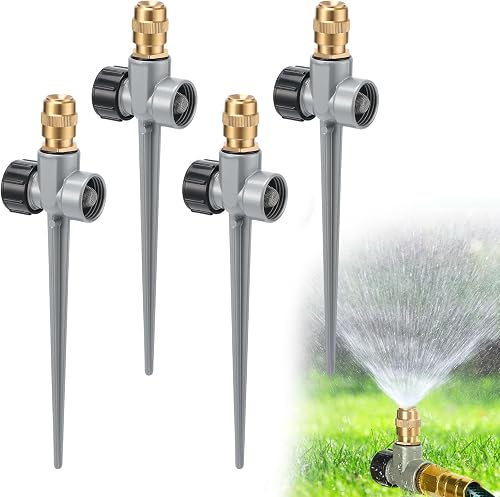 Acostop 4pcs 360° Spray Sturdy Metal Sprinklers for Yard Lawn Medium Garden