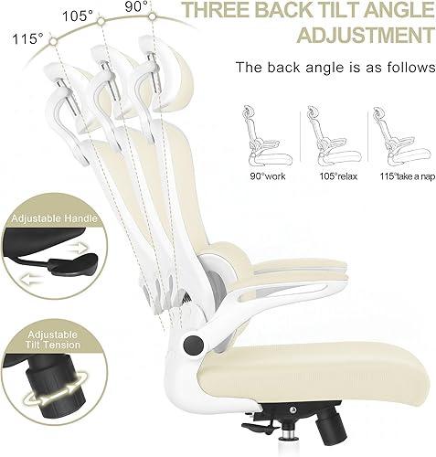 Miniatura 5 de Misolant Silla de oficina ergonómica, silla de escritorio con soporte lumbar, silla de oficina de malla, silla ergonómica con reposacabezas y