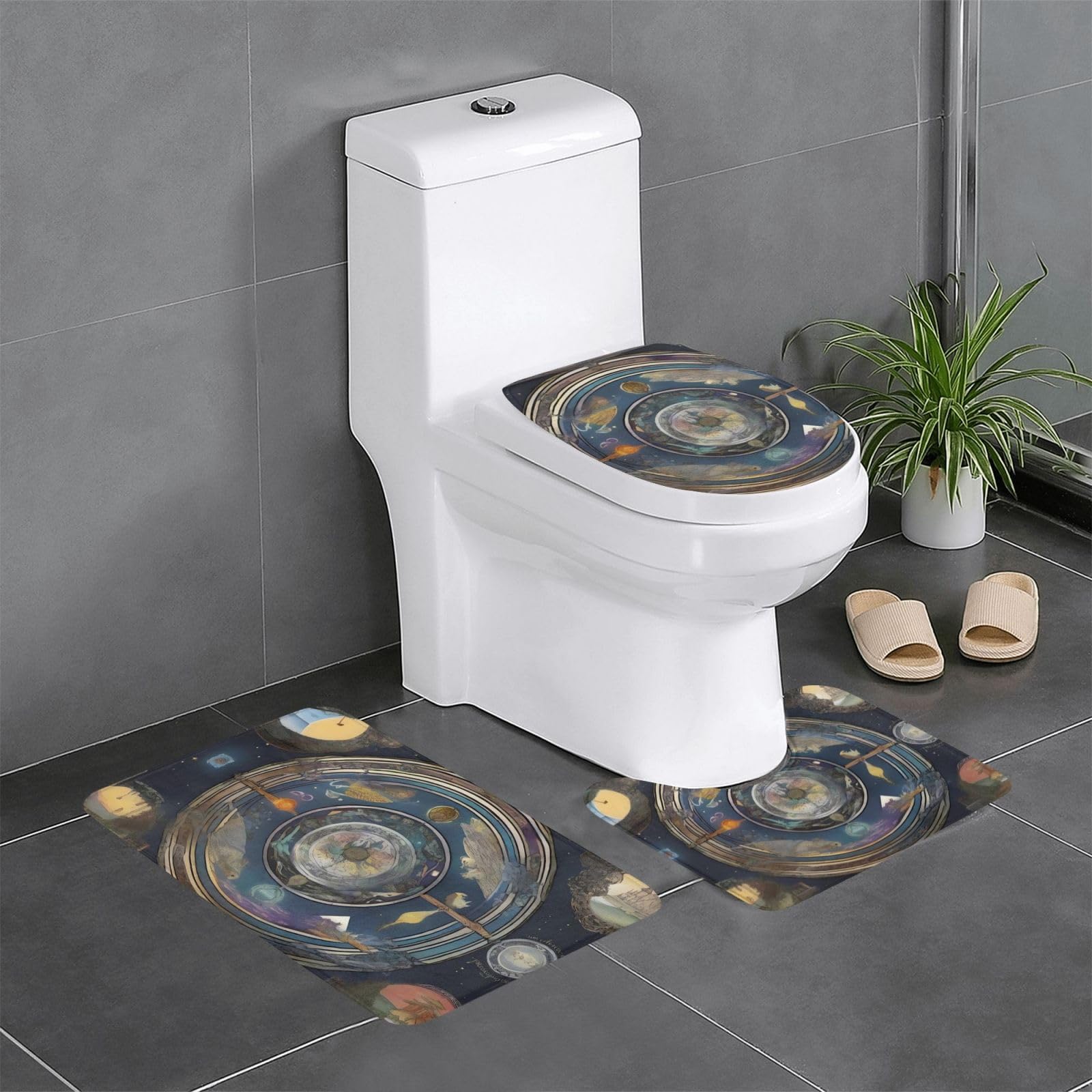 Tapis de salle de bain antidérapants : lot de 3 tapis tarot pour toilette et coiffeuse