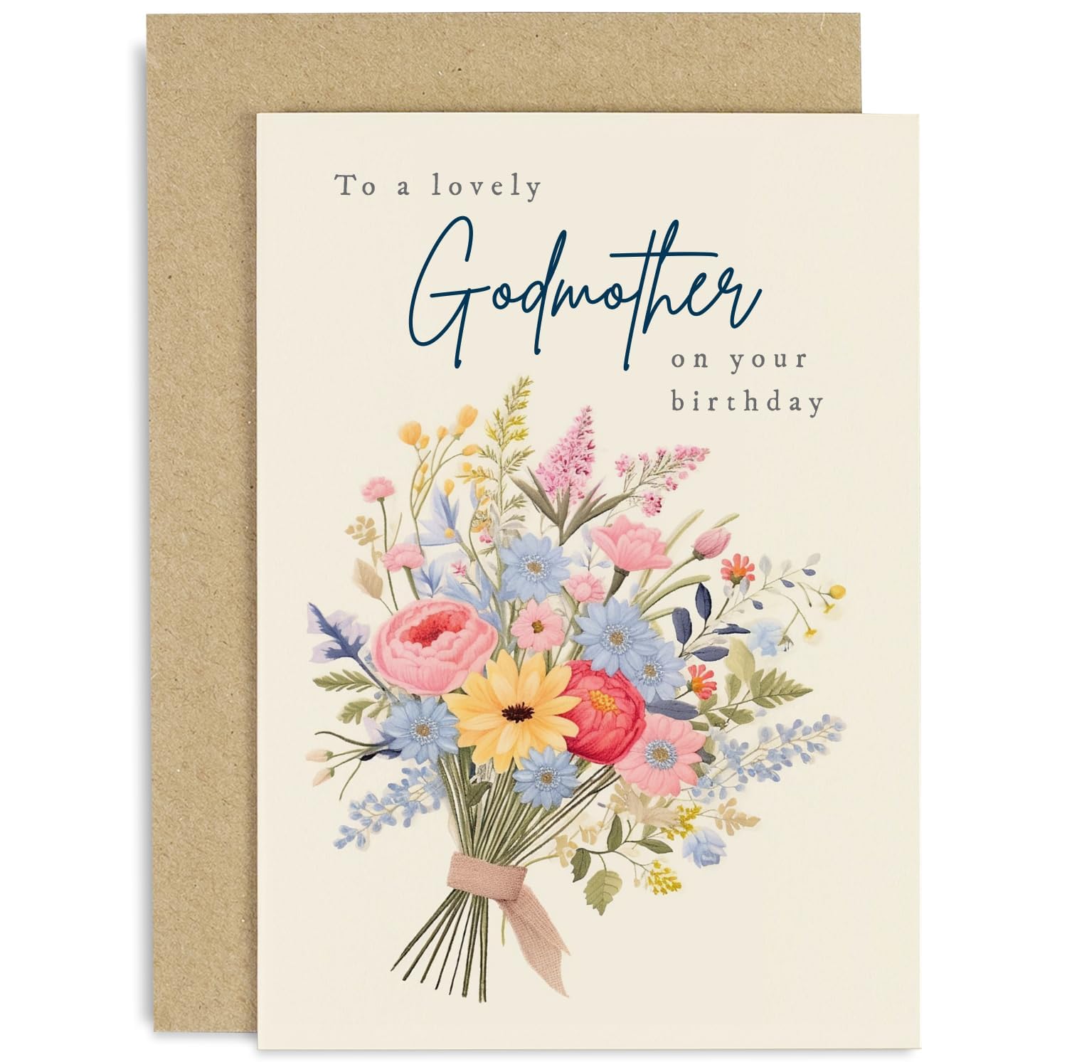 Old English Co. Flower Greeting Card for Godmothers Birthday - Special Female Birthday Card for Her - Godmother Birthday Cards Female Adult - Floral