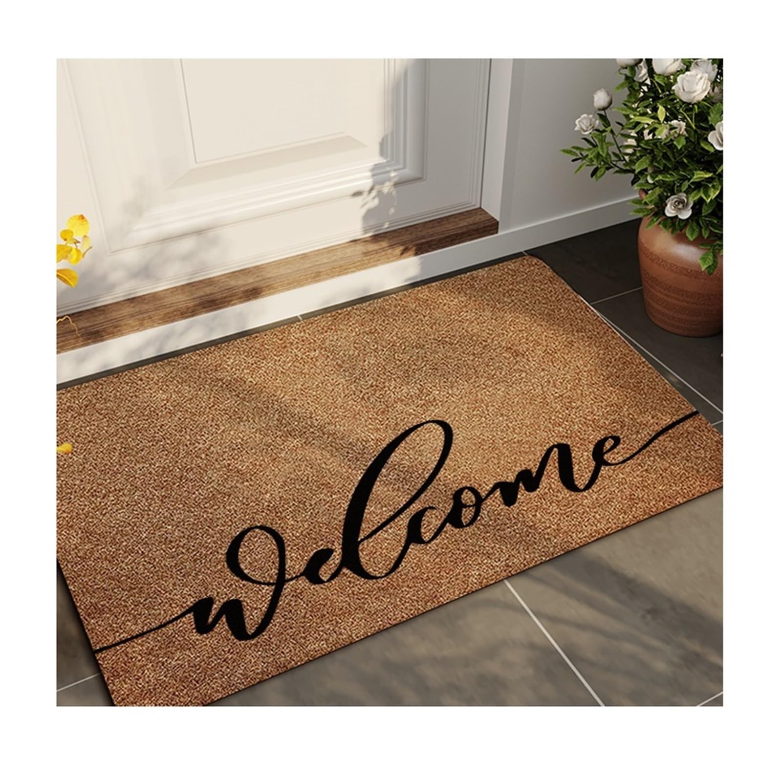 Tapis d'entrée antidérapant en coco lavable pour sol propre