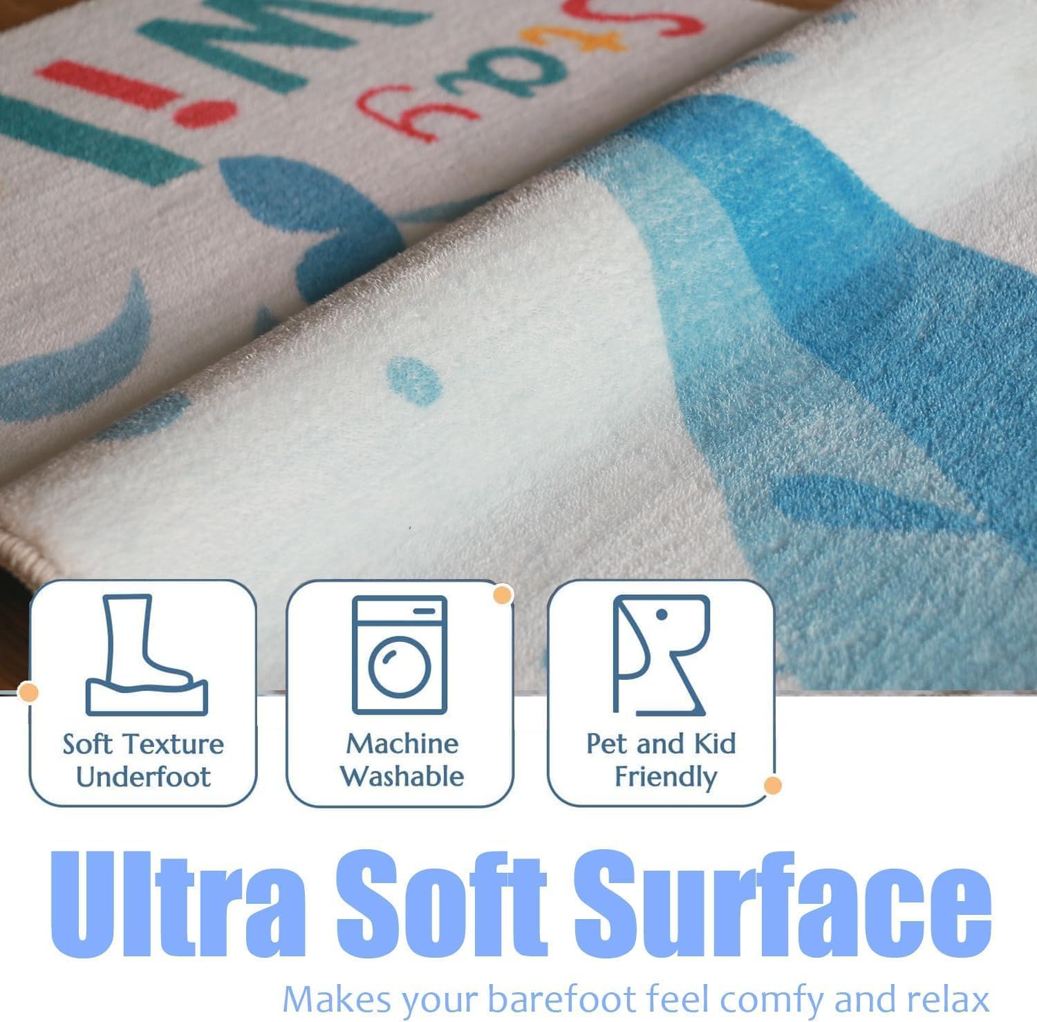Kid Rug Washable 4x6 Entryway Area Rug - Dolphin Pattern Kitchen Rug Runner Blue Soft Floor Mat Non Slip Indoor Carpet for Bathroom Living Room Bedroom (4x6 ft)