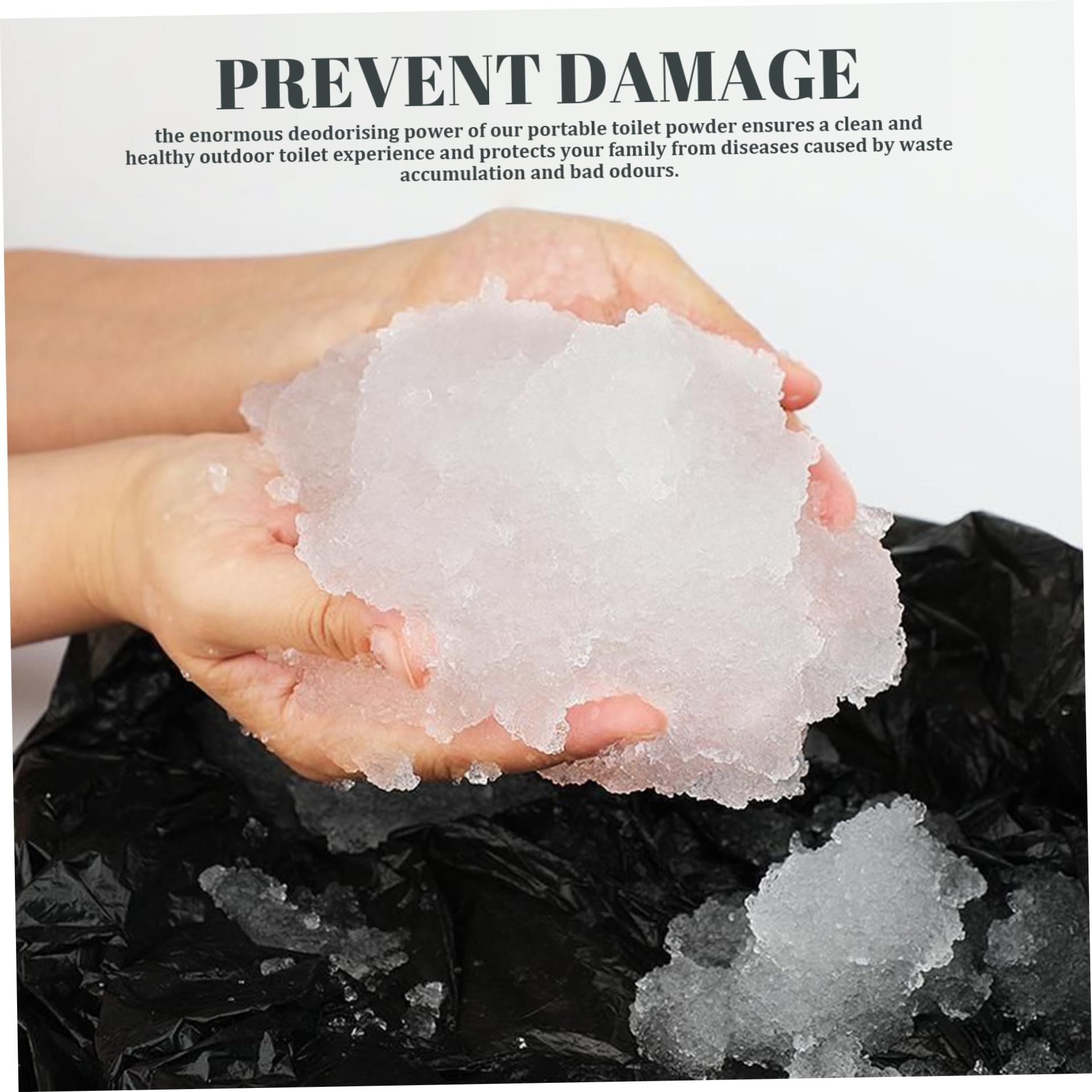 100 unidades de solidificador de orina y desodorante, gel absorbente para caca, polvo de inodoro portátil con paquete soluble en agua, bolsa de emergencia para residuos de inodoro, gel para orinar