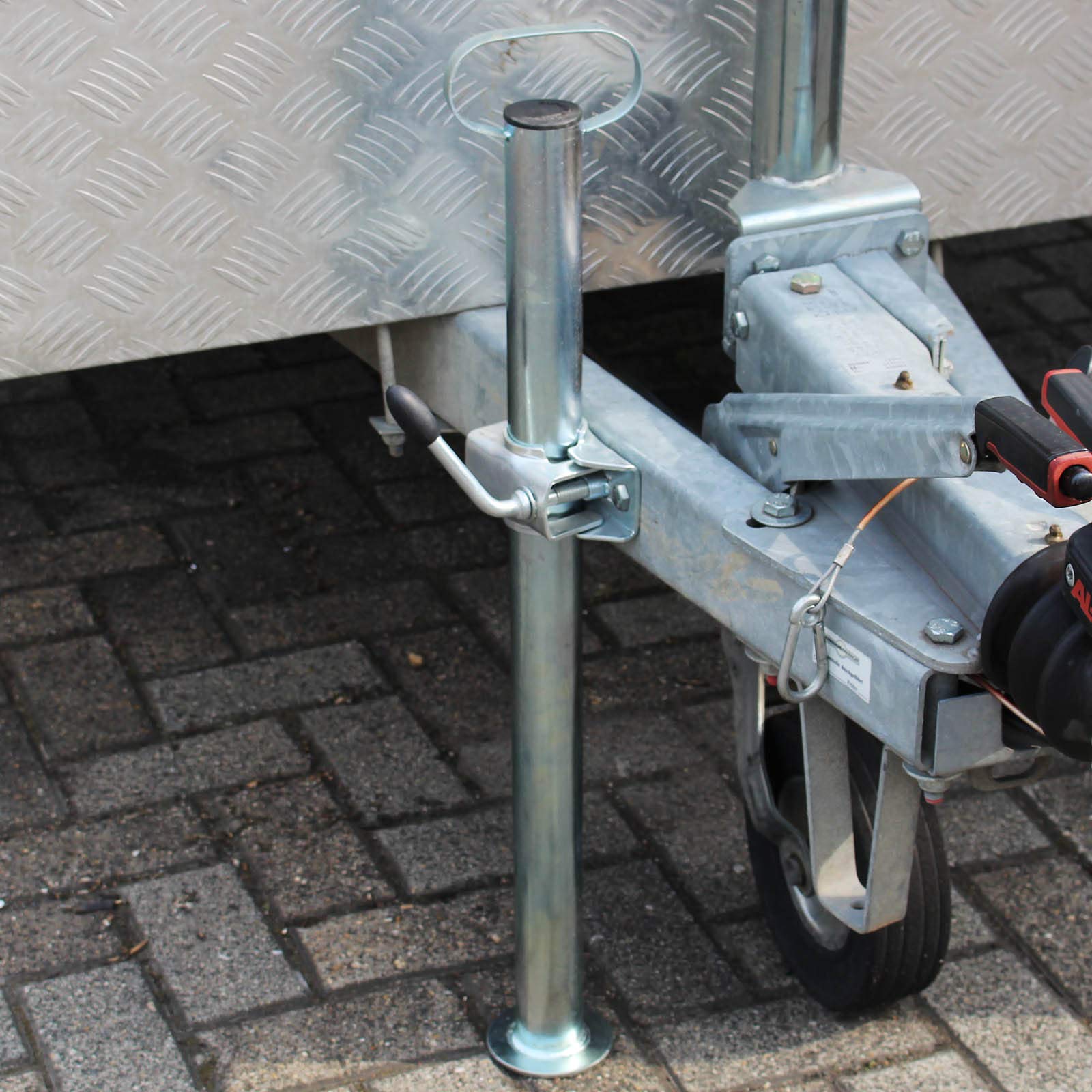 Wiltec Piede stabilizzatore per rimorchio Carrello appendice 2 pz. 700 mm x Ø 48 mm con morsa di Supporto