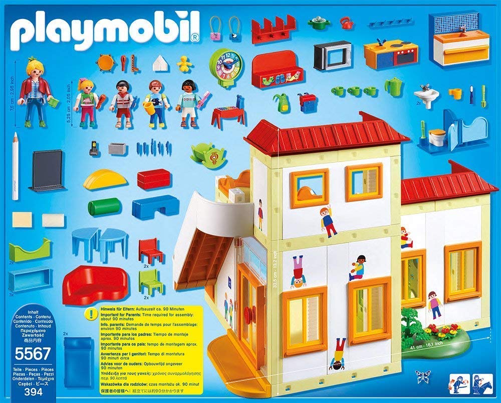 PLAYMOBIL City Life 5567 Kita Sunshine mit beschriftbarer Tafel und Uhr mit verstellbaren Zeigern, ab 4 Jahren [Exklusiv bei Amazon]