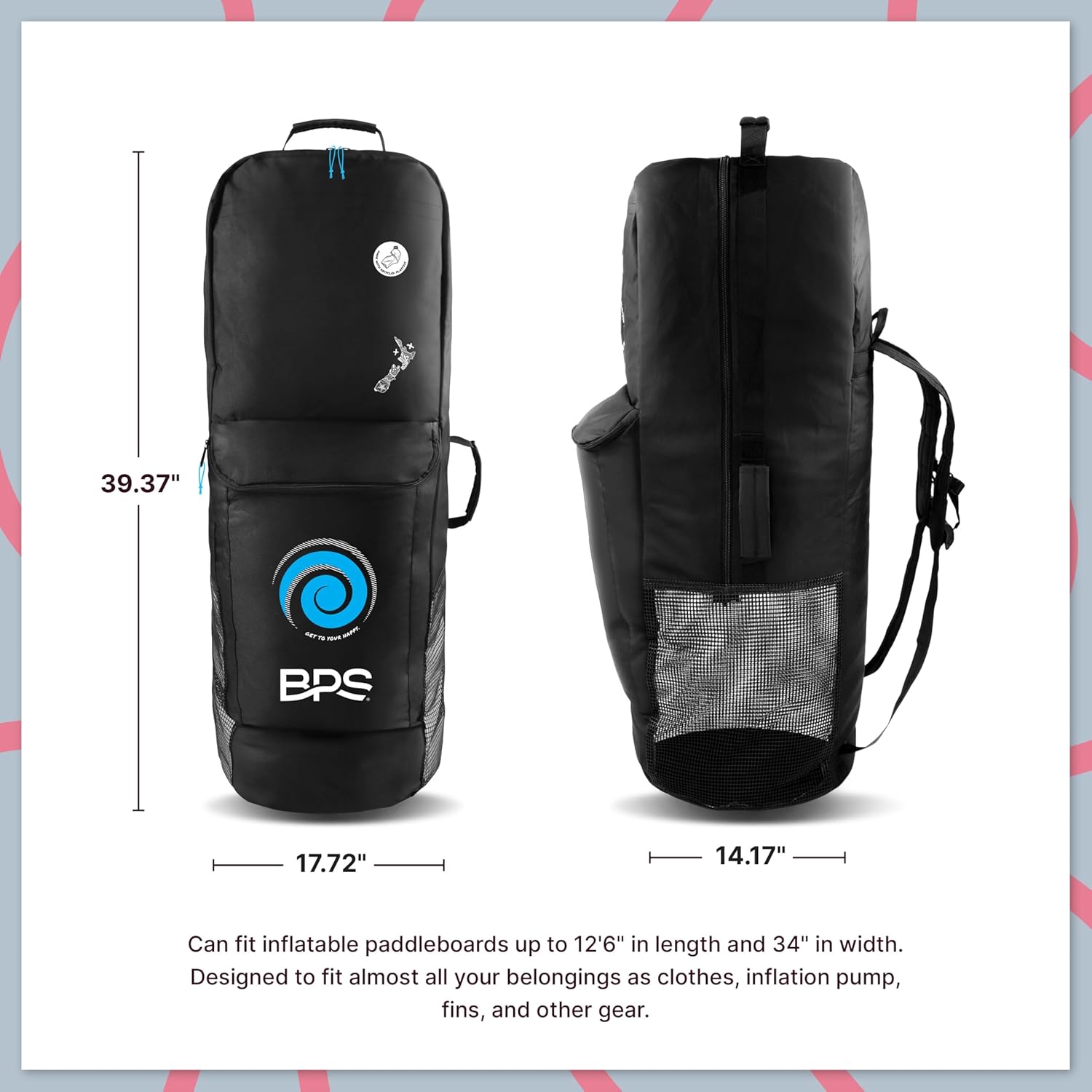 BPS New Zealand Premium Inflatable Paddle Board Bag, ISUP Kayak Bag Travel Backpack Large Capacity Storage Made from Recycled Plastics