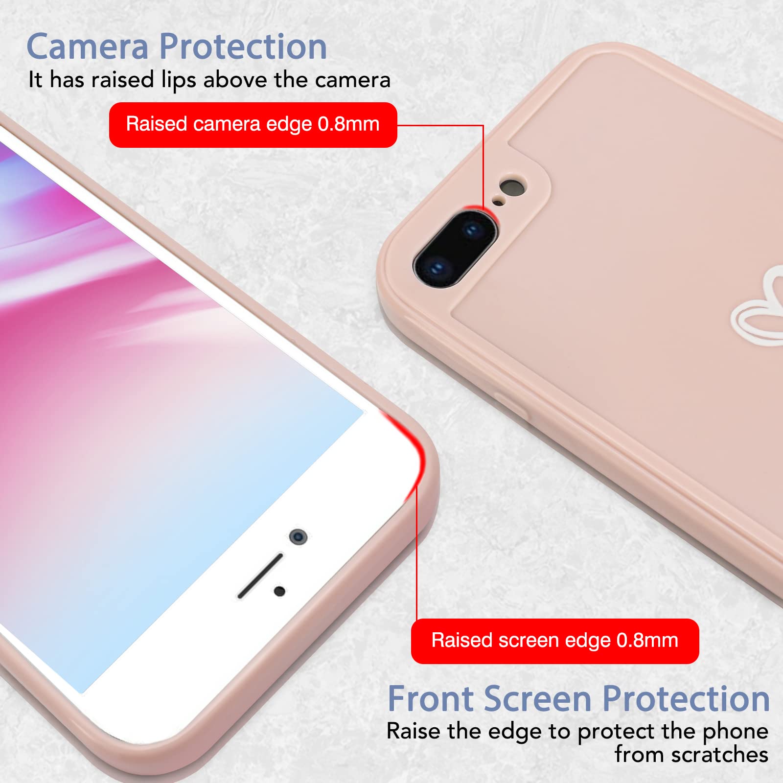 Custodia Newseego Per IPhone 7/8 Plus | Morbida Al TPU Con Simpatici Cuori | Cover Carina Per Ragazze | Antiurto E Sottile Con Foro Per Cordino - 4