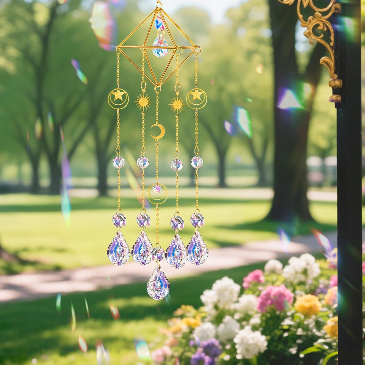 Crystal Suncatcher, Suncatchers for Windows Hanging, Prism Sun Catcher for Indoor Outdoor Decor, Prism Rainbow Maker Home Garden Car Room Housewarming Birthday Valentines's - Image 4