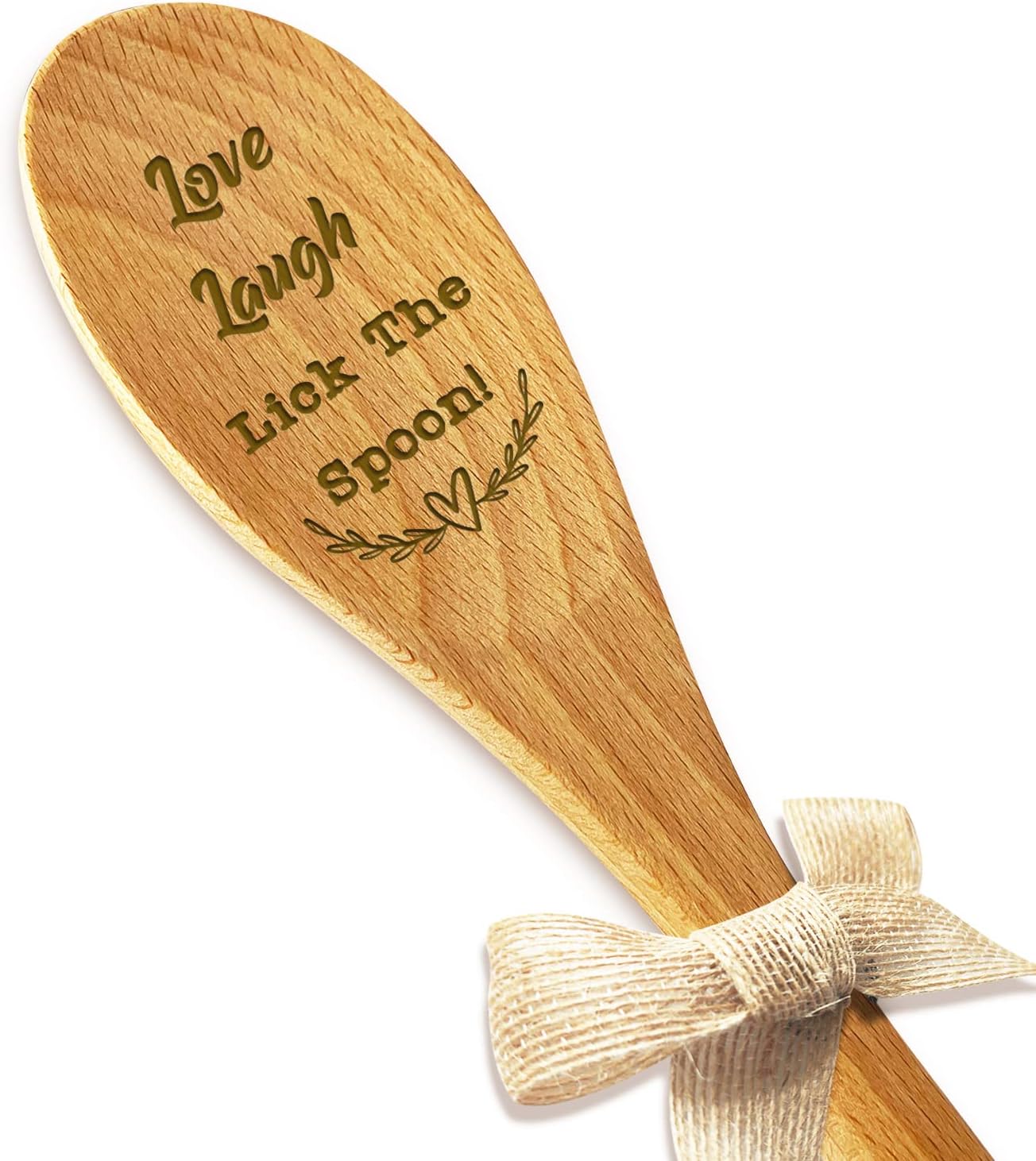 Love Laugh Wooden Spoon, Soup Salad Mixing Stir Serving Spoon for Cooking, Baking Gifts for Chef Mom Nana Family Friend Birthday Christmas Thanksgiving Day Stocking Stuffers Gift Decor