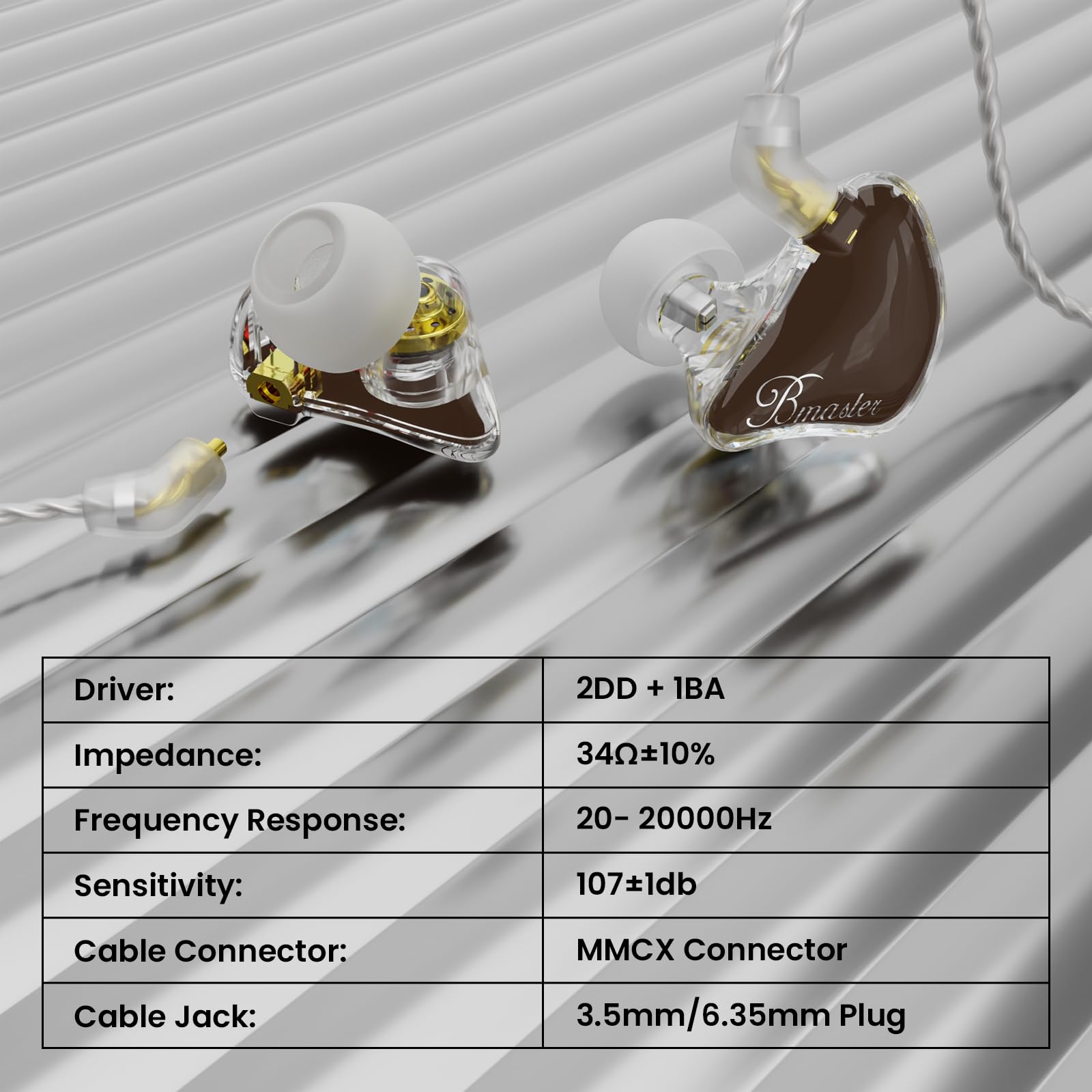 BASN Triple Driver Earphones Wired HiFi Stereo Bass - Dettaglio