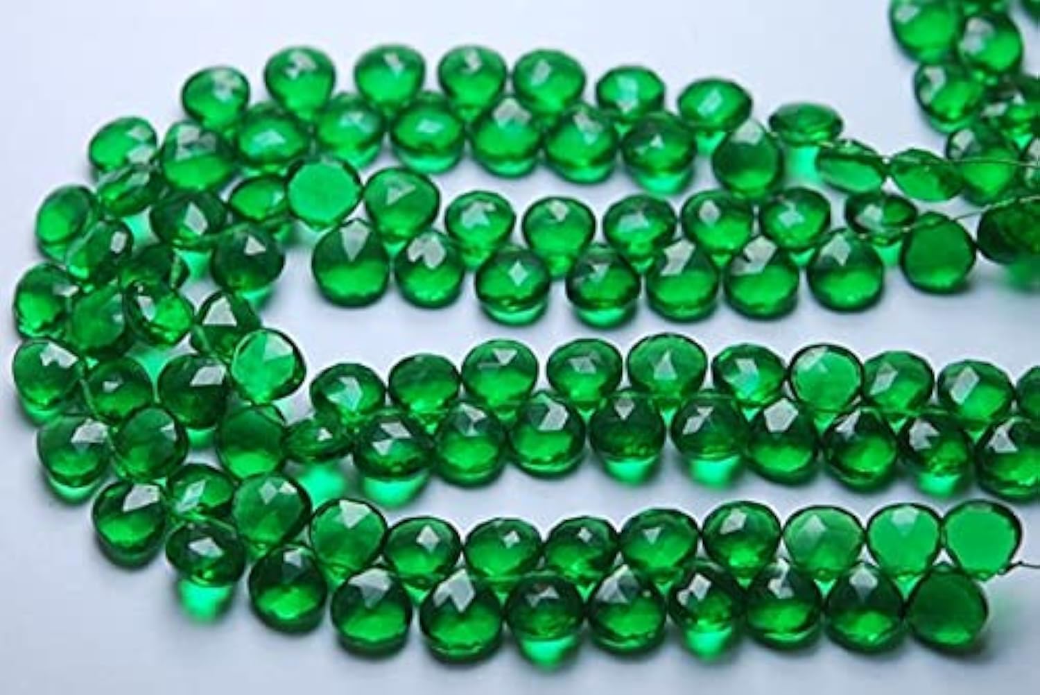 Briolette cœur quartz vert émeraude LKBEADS 8mm, éclat joaillerie de luxe