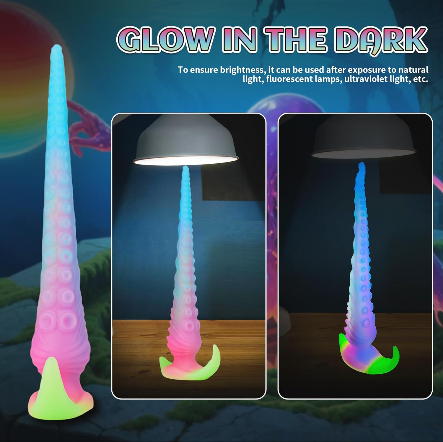 22.5 in Long Tentacle Dildo-Large Butt Plug-Flared Base-Monster Tentacle Anal Sex Toys-Fantasy Silicone Anal Dildo for Women Men Couples-Prostate Dildo&Gay Sex Toys-HJ-FC016-P