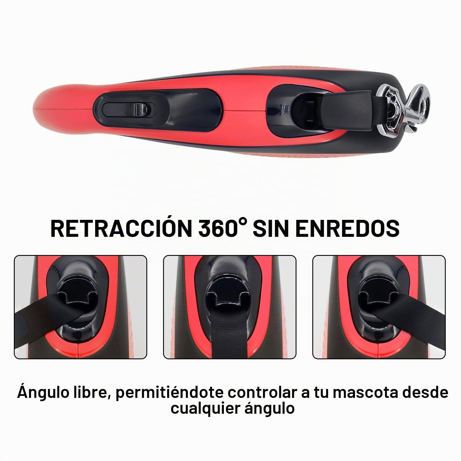 Correa para perros, correa retráctil para perros de 8 m de largo, correa retráctil para perros con portabolsas para excrementos, correa resistente para mascotas, extensible automáticamente