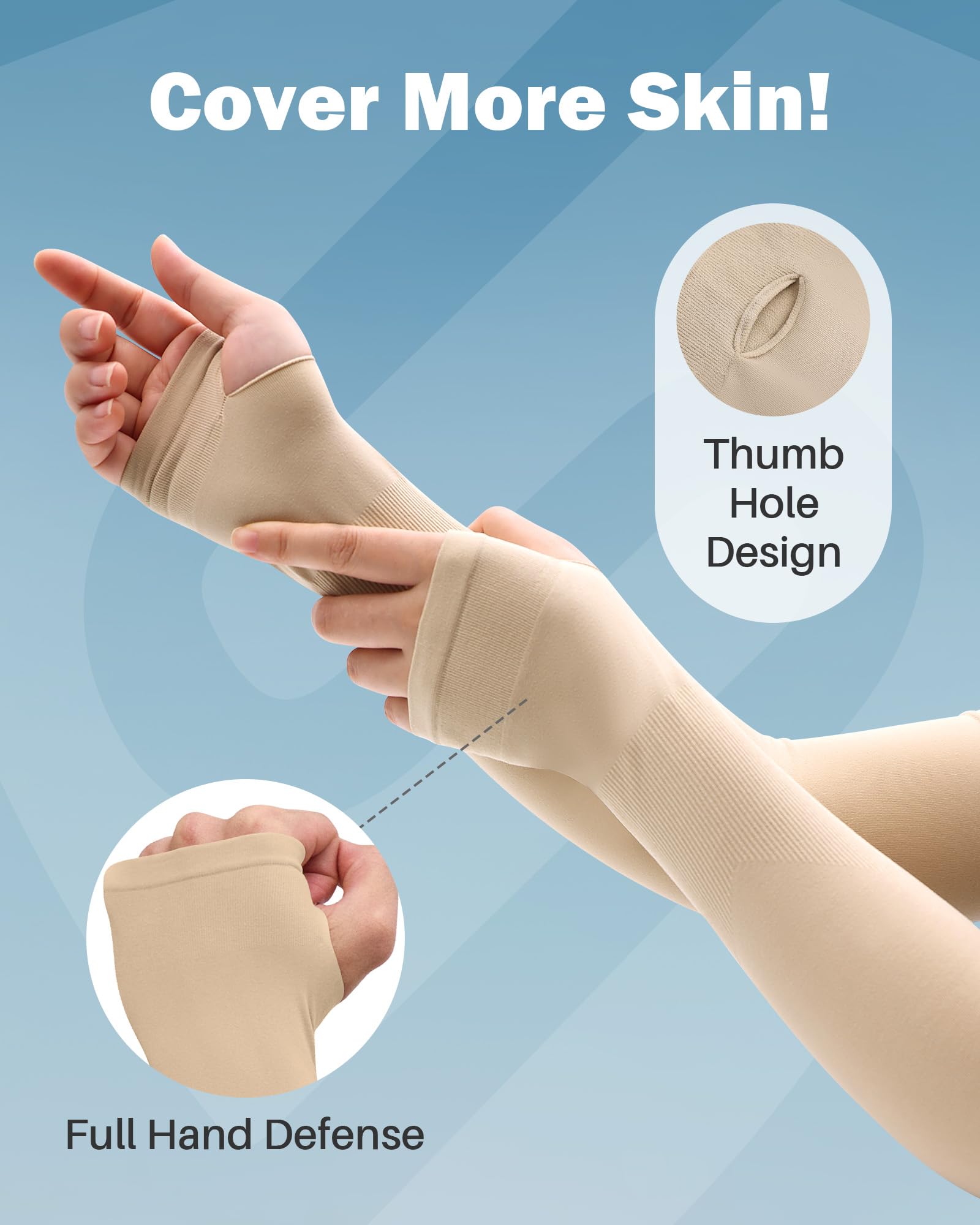 Manguitos de compresión UV para deportes, protección solar, 1/2 pares