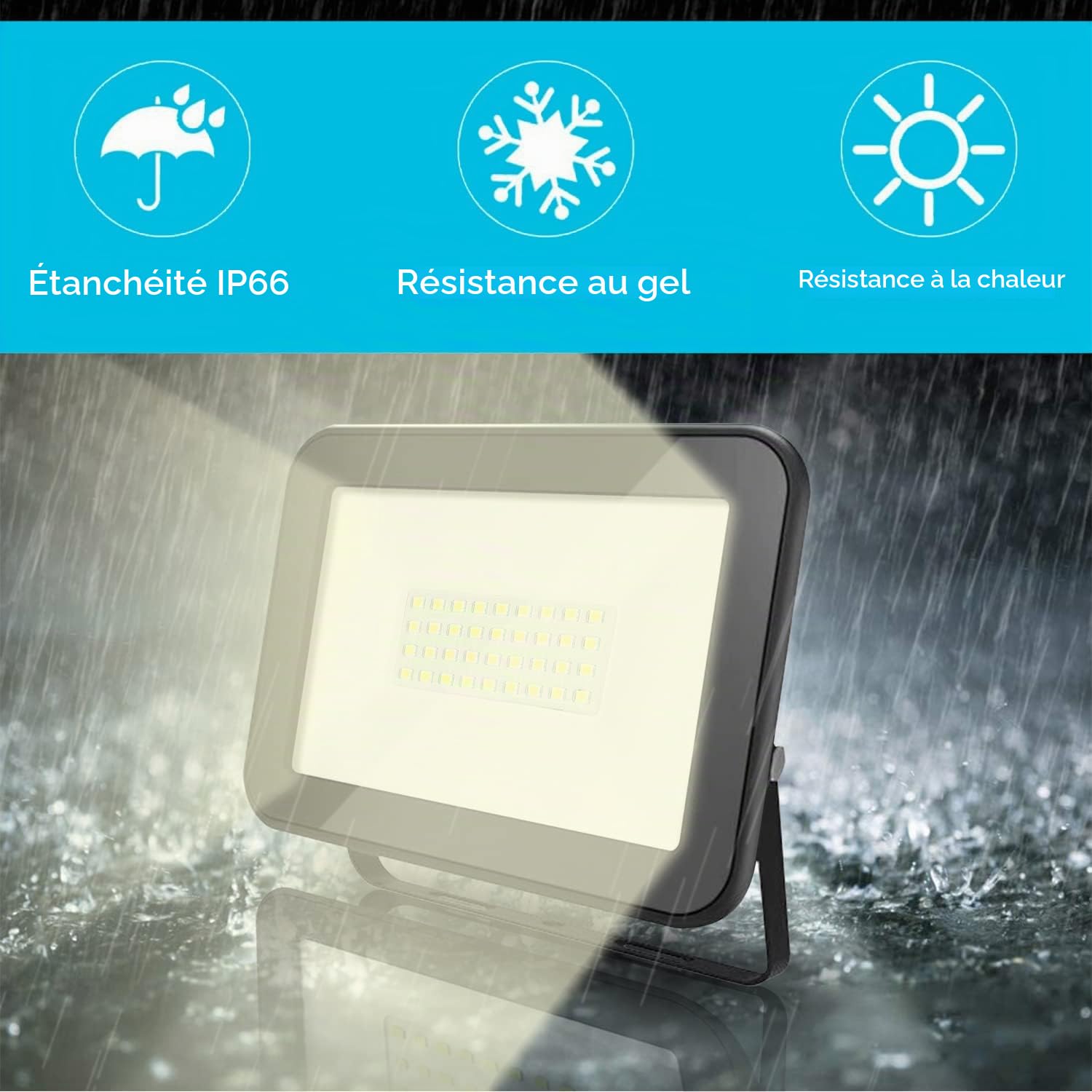 Daromigo Projecteur LED Extérieur 100W - 4 Pièces, 8500lm, 3000K Blanc Chaud, IP65 Étanche - Pour Cour, Garage, Couloir