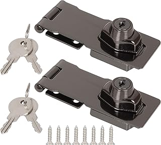 2 Pack 4 Inch Keyed Hasp Locks, Cabinet Knob Lock, Keyed Hasp Lock, Twist Knob Keyed Locking Hasp with Screws Keyed Different for Small Doors, Cabinets, Boxes, Trunks and More