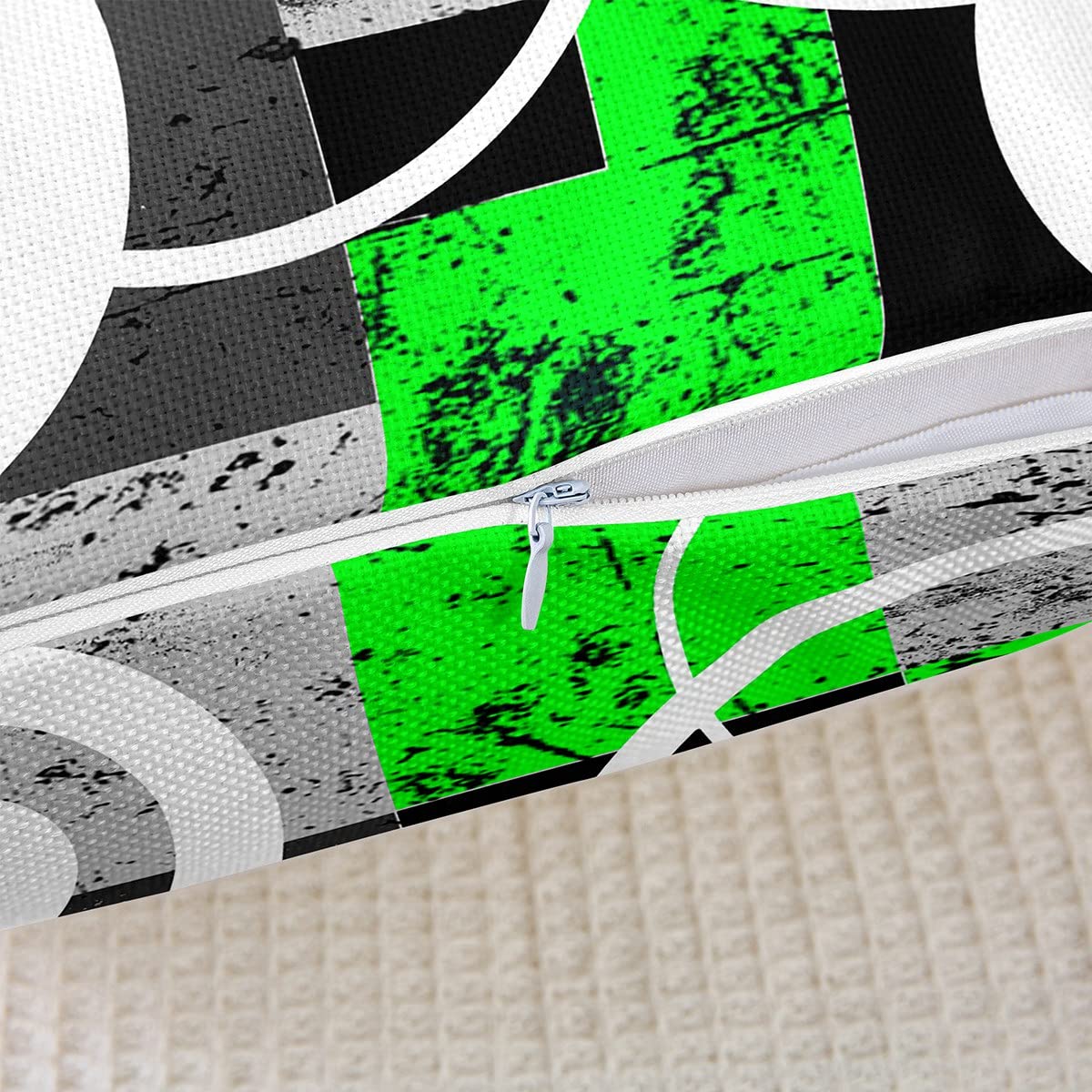 Juego de 4 fundas de almohada geométricas modernas de arte abstracto para decoración del hogar, sala de estar, reversible, verde, gris, negro, geométrico, 20 x 20 pulgadas