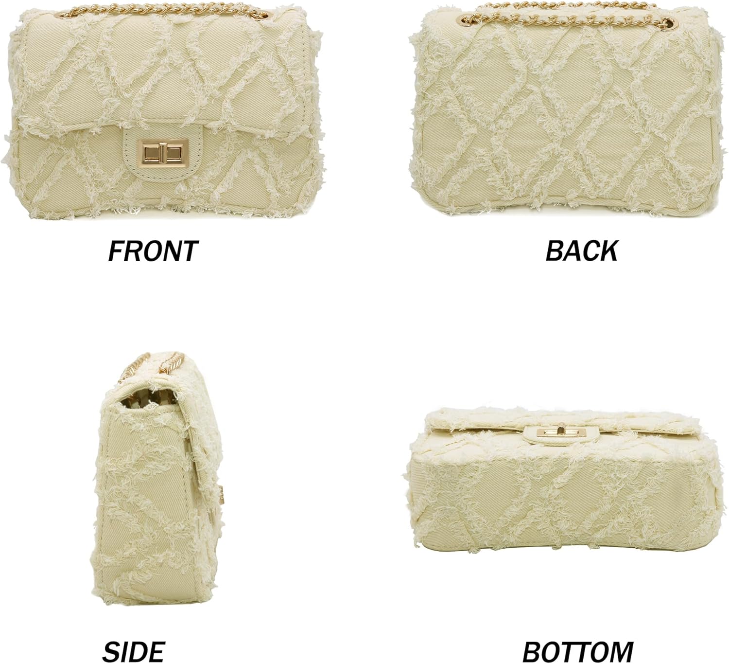 Milisente Women Shoulder Bag Small Quilted Denim Bag Chain Clutch Purses and Handbags Or Crossbody For Evening Formal Party - Image 5