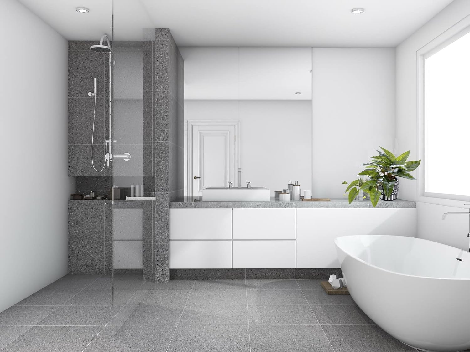 AlphaAcc Faux Plant Decor Potted Artificial Small Greenery Ivy Leaves Plants with Black and White Geometry Patterns Cement Pot for Office Desk Home Kitchen Decoration (Taro Leaf) - Image 5