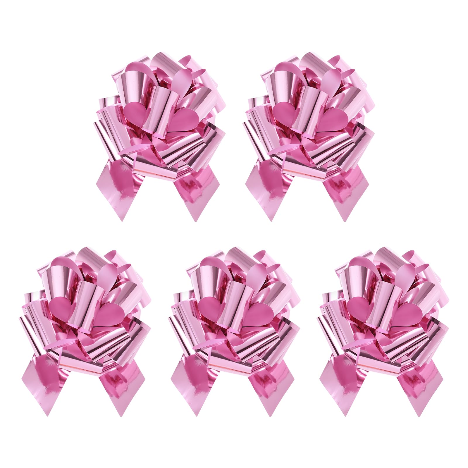 sourcing map 5Pcs 8 Inch Metallic Large Big Pull Bow Gift Wrapping Bows Ribbon for Wedding Car Baskets Presents Christmas Bow, Purple Pink