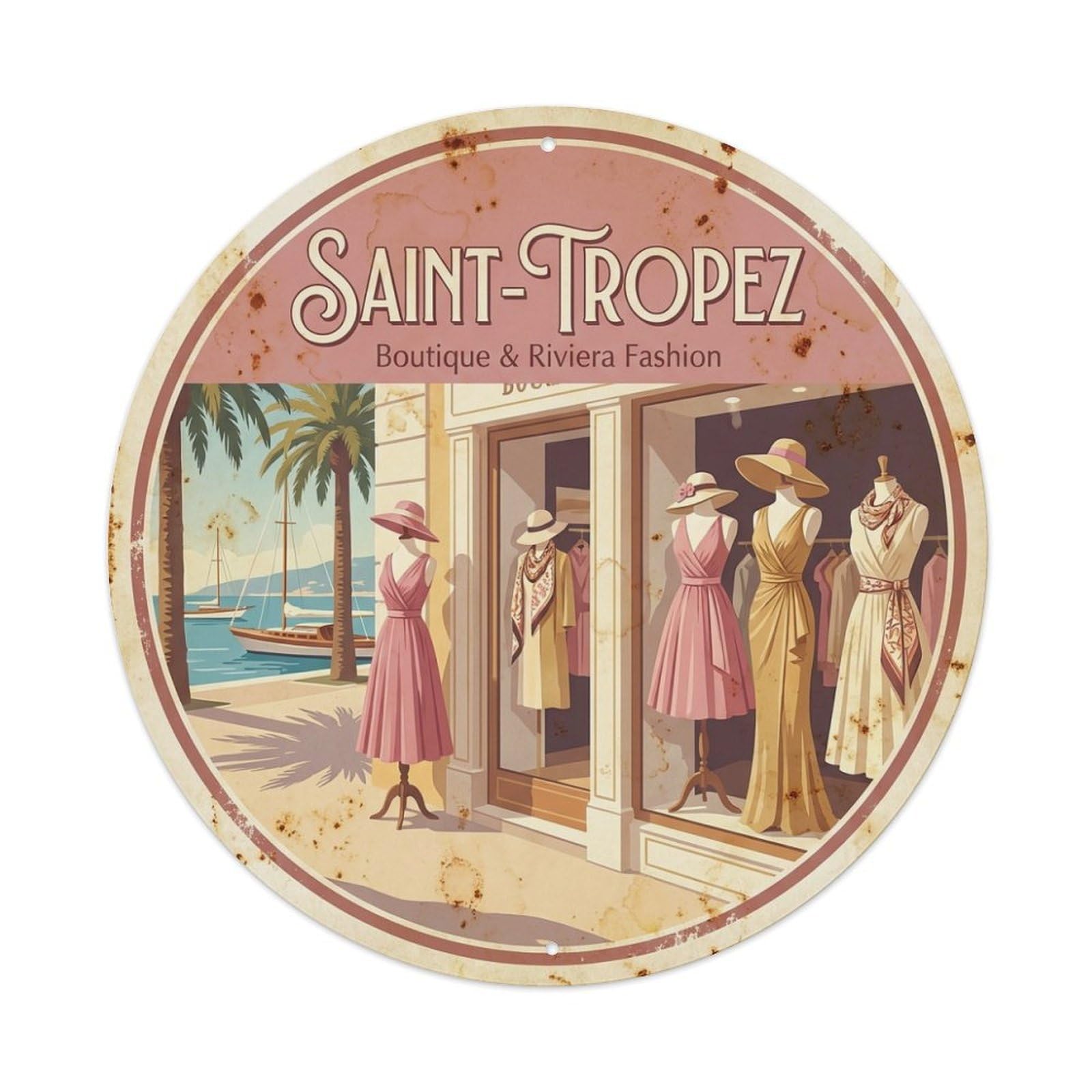 France Saint Tropez Boutique Riviera Fashion Travel Metal Tin Sign