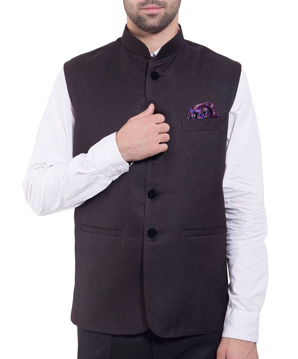 wintage Men's Poly Viscose Grey Modi Nehru Jacket-picture-32