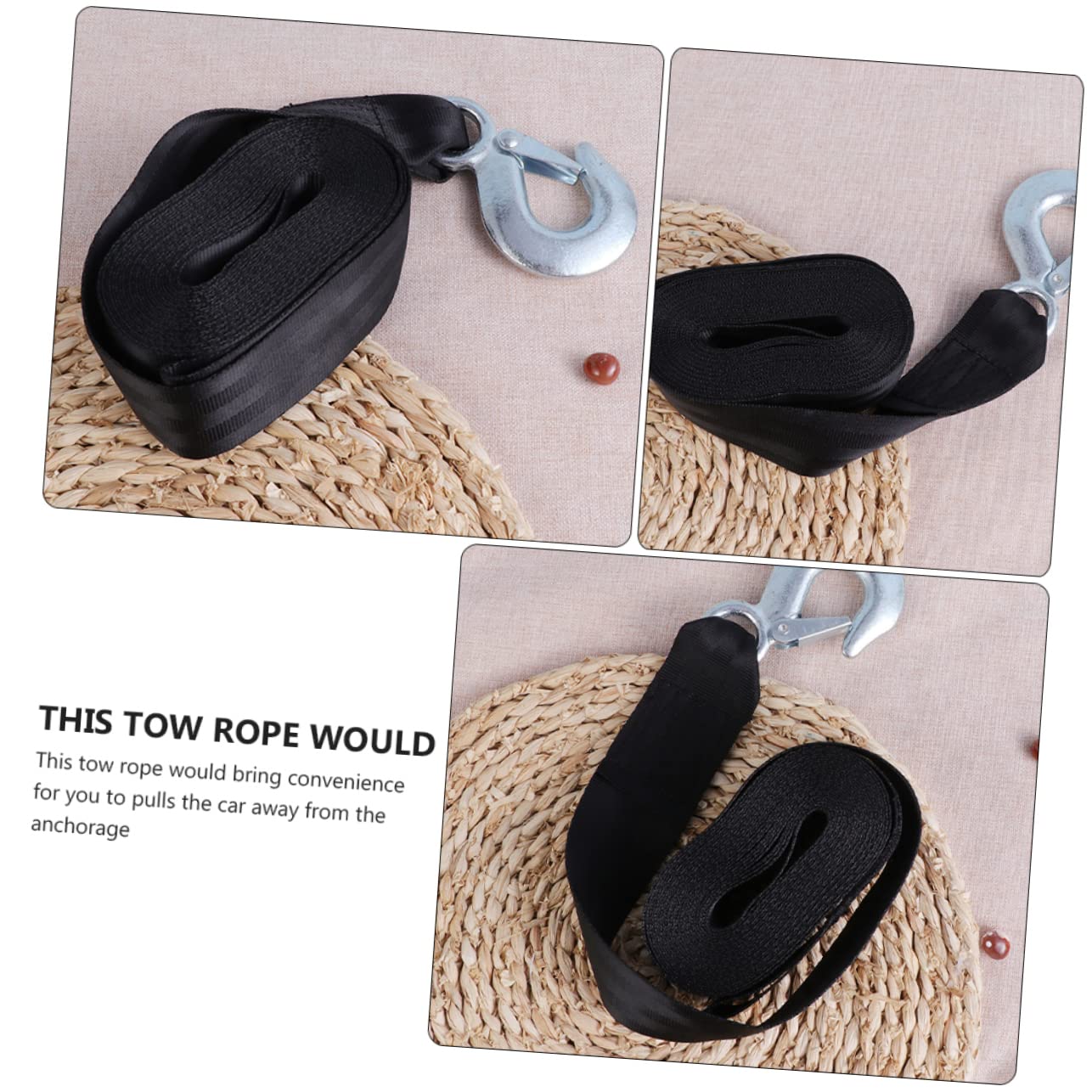 OUNONA Emergency Winch Strap 1.5t 4.7cm Wide Belt Buckle and Hook for Trailer