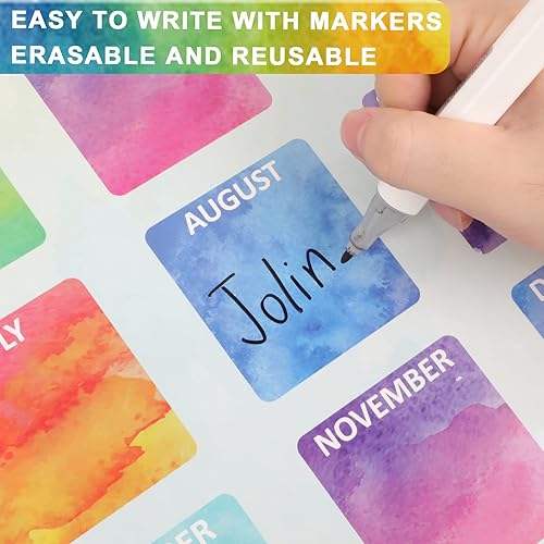 Miniatura 3 de Tabla de feliz cumpleaños para aula, 2 unidades, decoración de póster de cumpleaños de 17 x 12 pulgadas, recortes de calendario de cumpleaños de