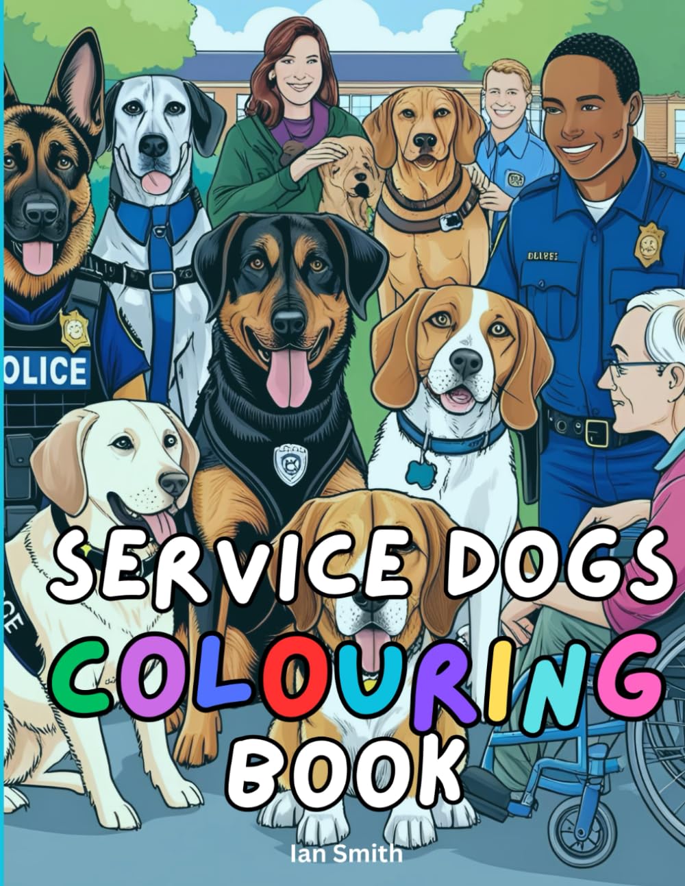 Service Dogs, colouring book: Fun Dog Illustrations for kids