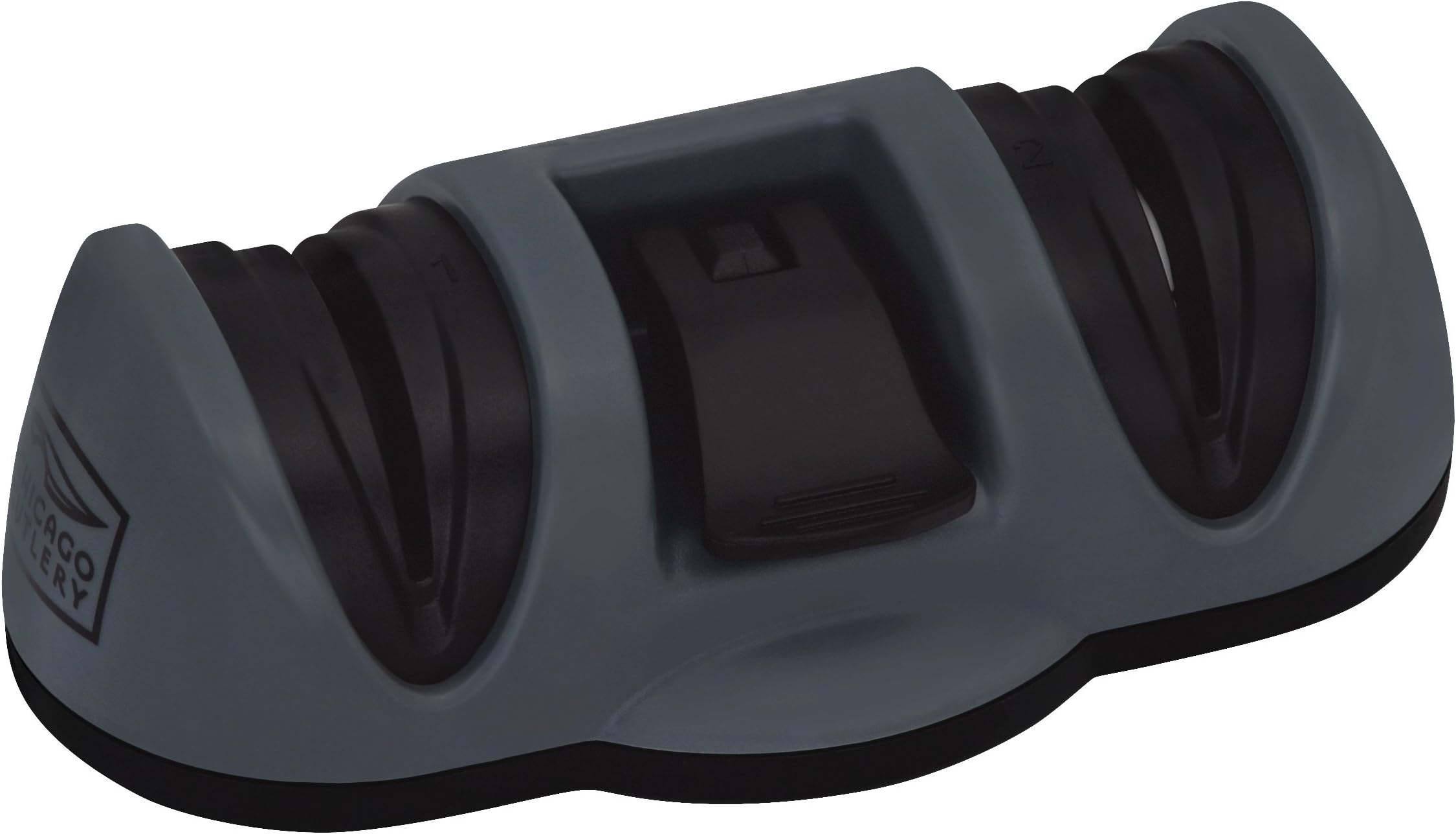 Dual Stage Knife Sharpener with Fine and Coarse Sharpening and Suction Bottom, Compact Knife Sharpener, Black