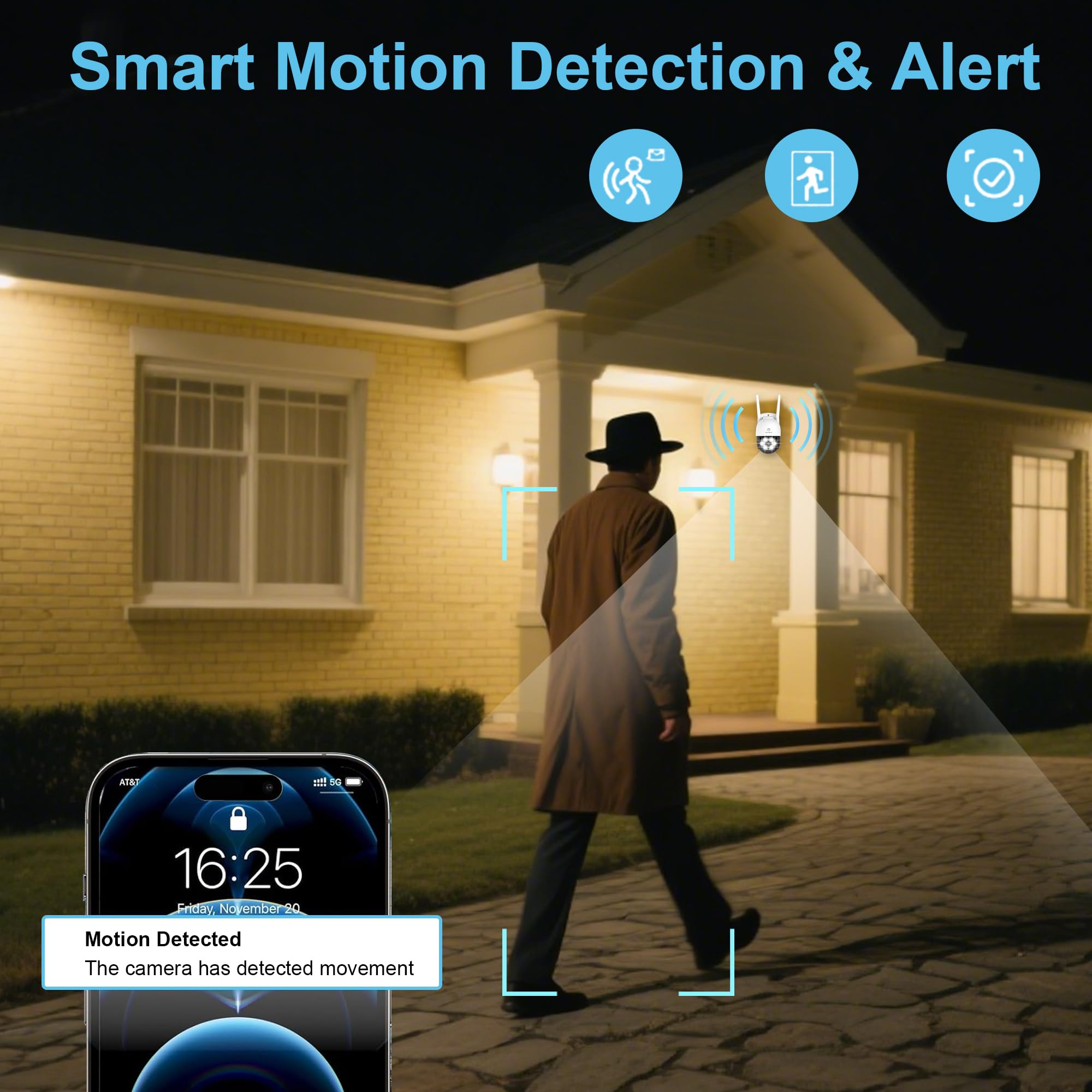 ANTELA Überwachungskamera Außen 4MP PTZ WLAN IP Kamera Outdoor, IP65 wasserdicht, Farbige/IR/Smart Nachtsicht mit Flutlicht 50m, 2-Wege-Audio, Bewegungserkennung, Alarmmeldung, 2,4GHz | Farb-/IR-Nachtsicht, kompatibel mit Alexa und Google Home, Bewegungss