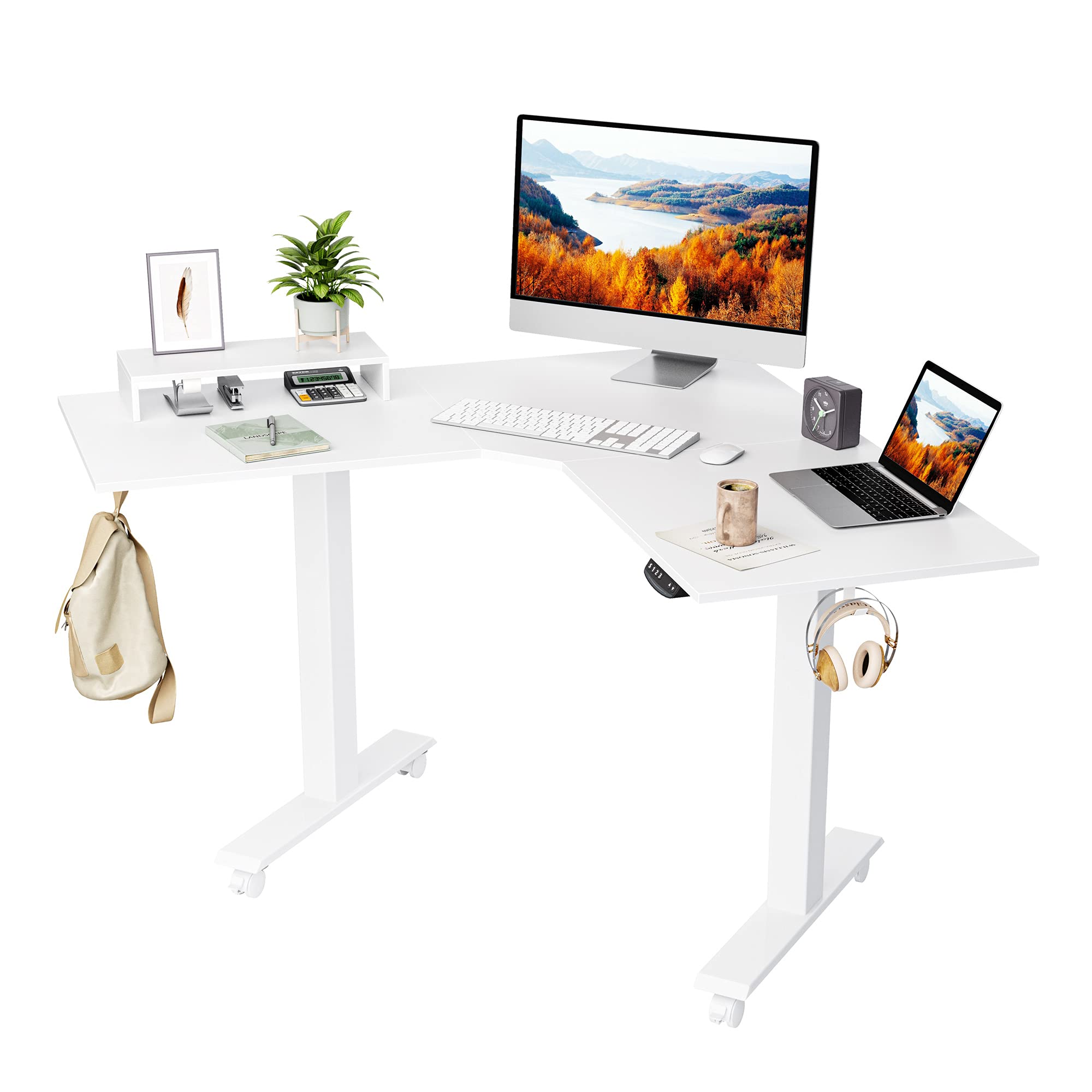 Buy FEZIBO Dual Motor L Shaped Electric Standing Desk, 48 Inches Height