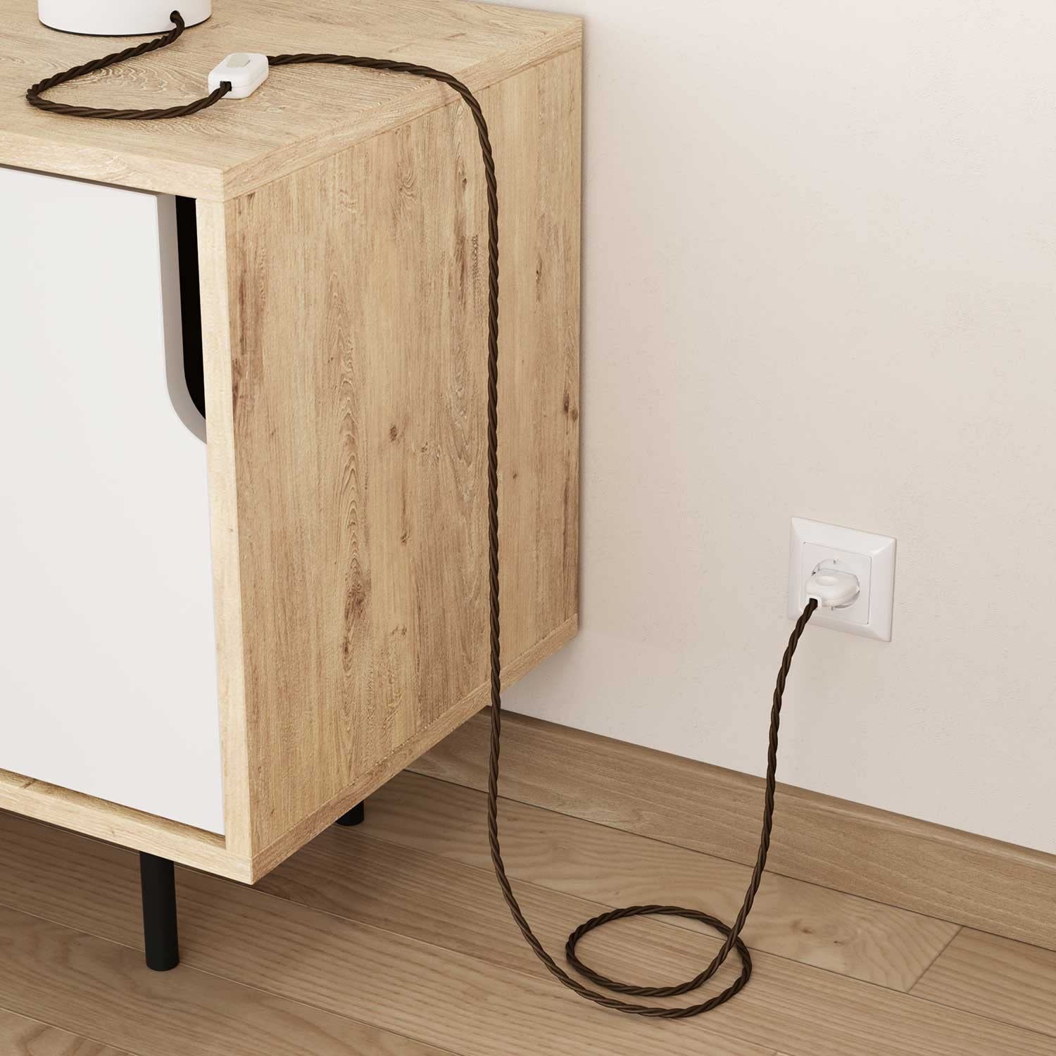 Creative-Cables L'originale cavo elettrico rivestito in tessuto 3 x 0,75 mm² (10 m, Marrone Espresso TC13) – Trecciato, cotone – Sicurezza certificata, made in Italy