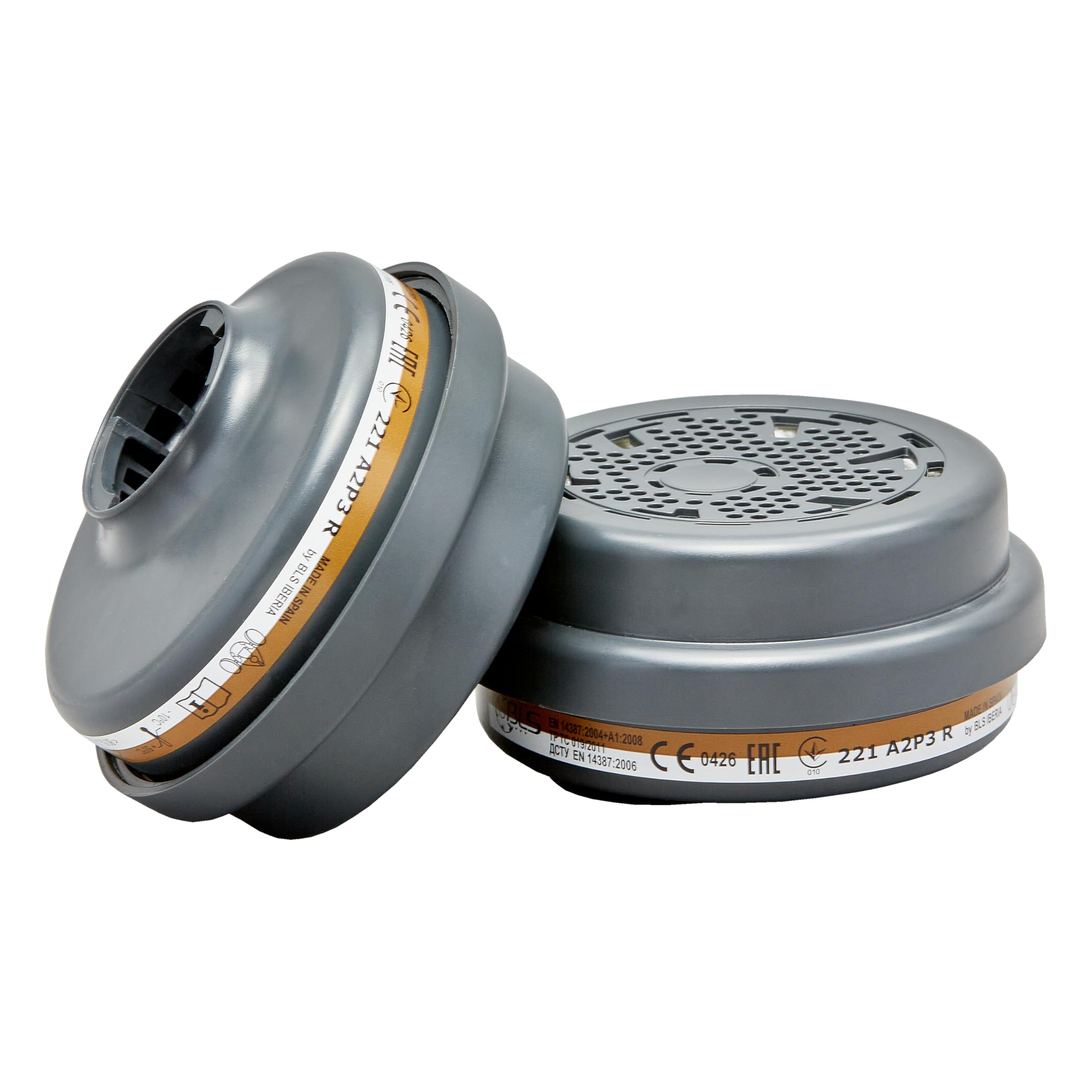 BLS 221 A2P3 R D Filtri Sostituibili con Attacco a Baionetta b-lock, Compatibili con Semimaschere e Maschere Intere BLS. Per Gas/Vapori, Polveri, Verniciatura, Stuccatura e Solventi