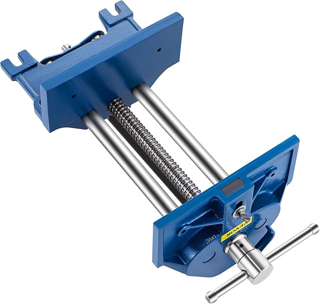VEVOR Woodworking Vise, 7 Inch Woodworking Bench Vise Heavy-Duty Cast Iron Wood Working Vise, Quick Release Woodworker's Vise 8" Jaw Opening, Front Screw Vise for Woodworking, Cutting, and Drilling