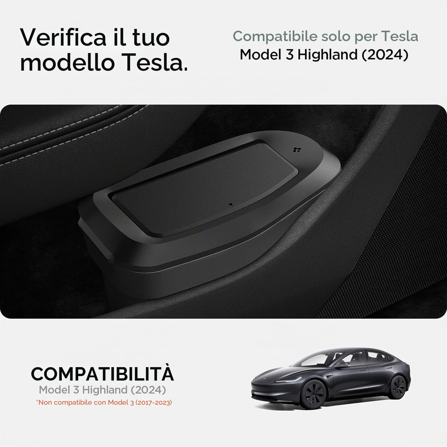 Spigen Tesla Model 3 Highland 2024 2025 2026 Mini Pattumiera per Tasca della Portiera [50 Sacchetti Inclusi] Portarifiuti Lato Conducente, Design Salvaspazio, Accessori Tesla