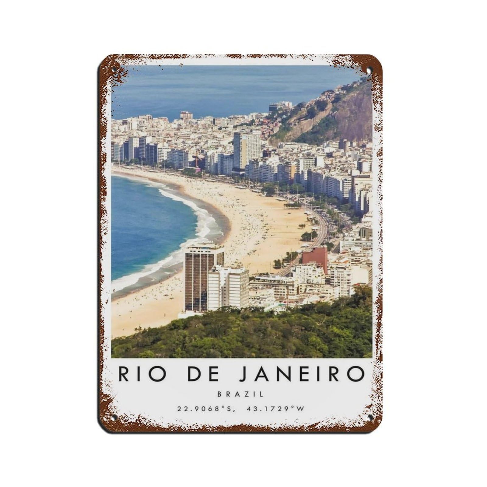 Rio De Janeiro Travel, Brazil Travel Poster Tin Sign Vintage Metal Pub Club Cafe Bar Home Wall Art Decoration Poster Retro 12x16inch(30x40cm)