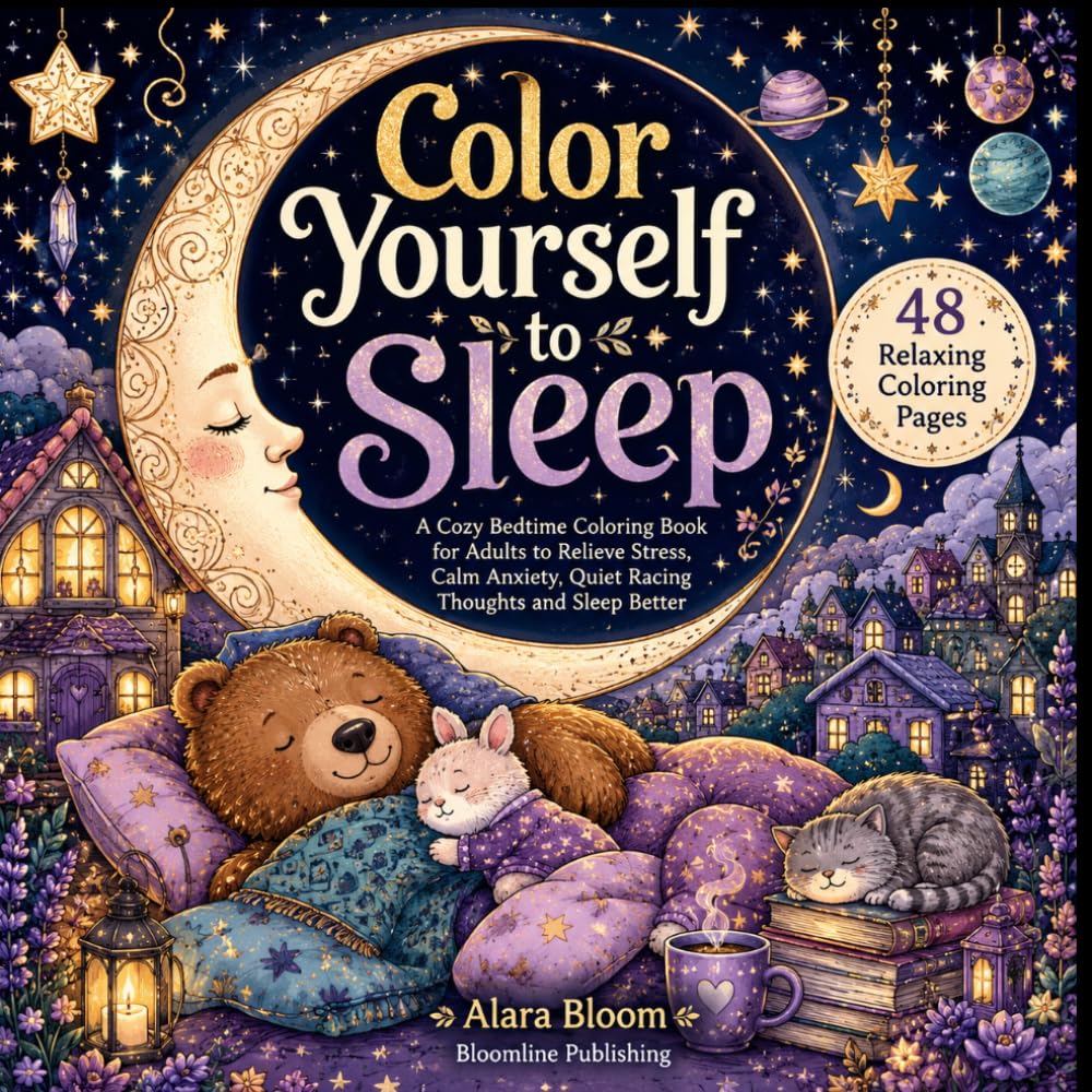 Color Yourself to Sleep: A Cozy Bedtime Coloring Book for Adults to Relieve Stress, Calm Anxiety, Quiet Racing Thoughts and Sleep Better