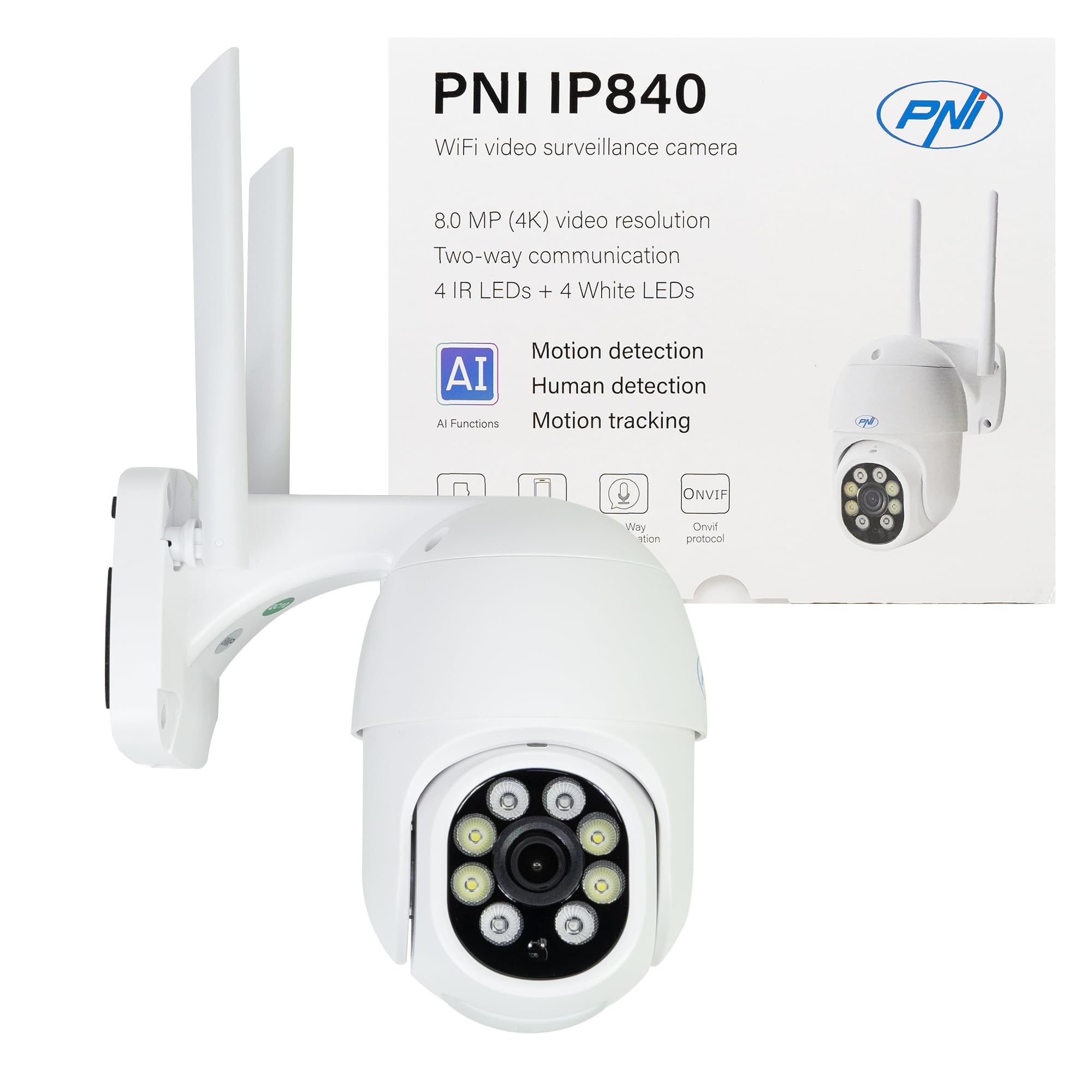 Bezprzewodowa kamera do monitoringu wideo PNI IP840 WiFi PTZ 8MP 4K Gniazdo Micro SD Samodzielne funkcje AI Aplikacja ICSee