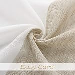 Central Park Tan and Spa Blue Stripe Sheer Color Block Window Curtain Panel Linen Window Treatment for Bedroom Living Room Farmhouse 63 inches Long with Grommets, 2 Panel Rustic Drapes